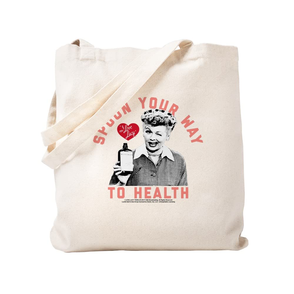 Eco-Friendly Natural Canvas Tote Bag - Reusable Grocery Shopping Bag with 'Lucy Spoon To Health' Design | Perfect for Farmers Market, Beach Trips & Sustainable Lifestyle