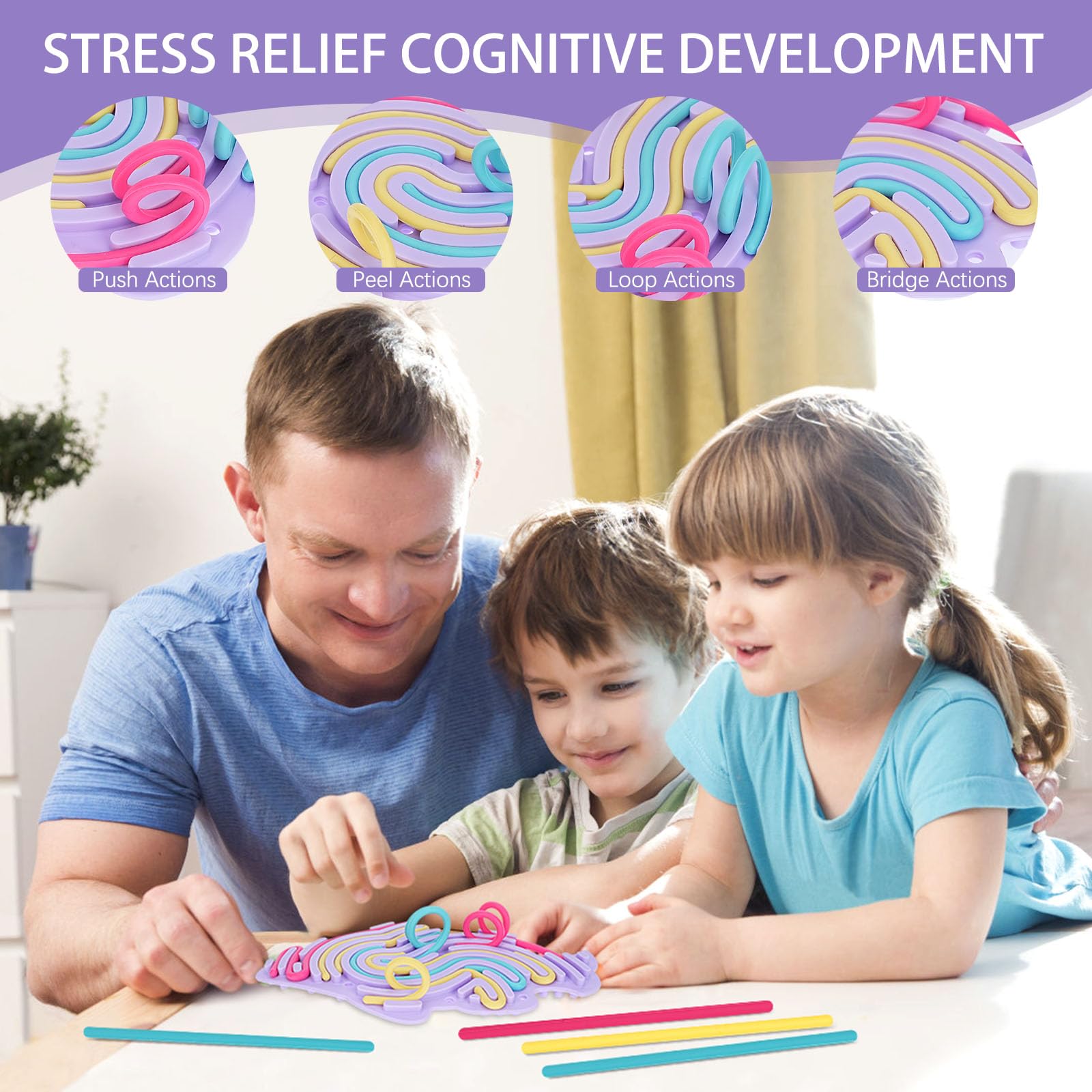 Double-Sided Silicone Sensory Activity Board for Kids - Fine Motor Skills Development Toy, Anxiety & Stress Relief, Portable Travel Busy Board (Fish Design) - Perfect for Home, Classroom & Travel Use