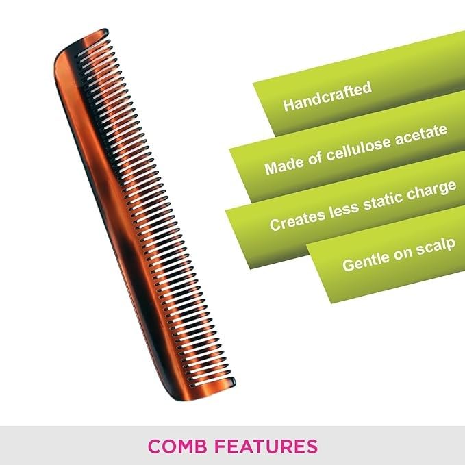 Premium Fine Tooth Pocket Combs for Men & Women - Compact Hair Styling Comb for Travel, Purse, Gym & On-The-Go (2-Pack) - Perfect for Smoothing, Detangling & Styling Hair Anywhere