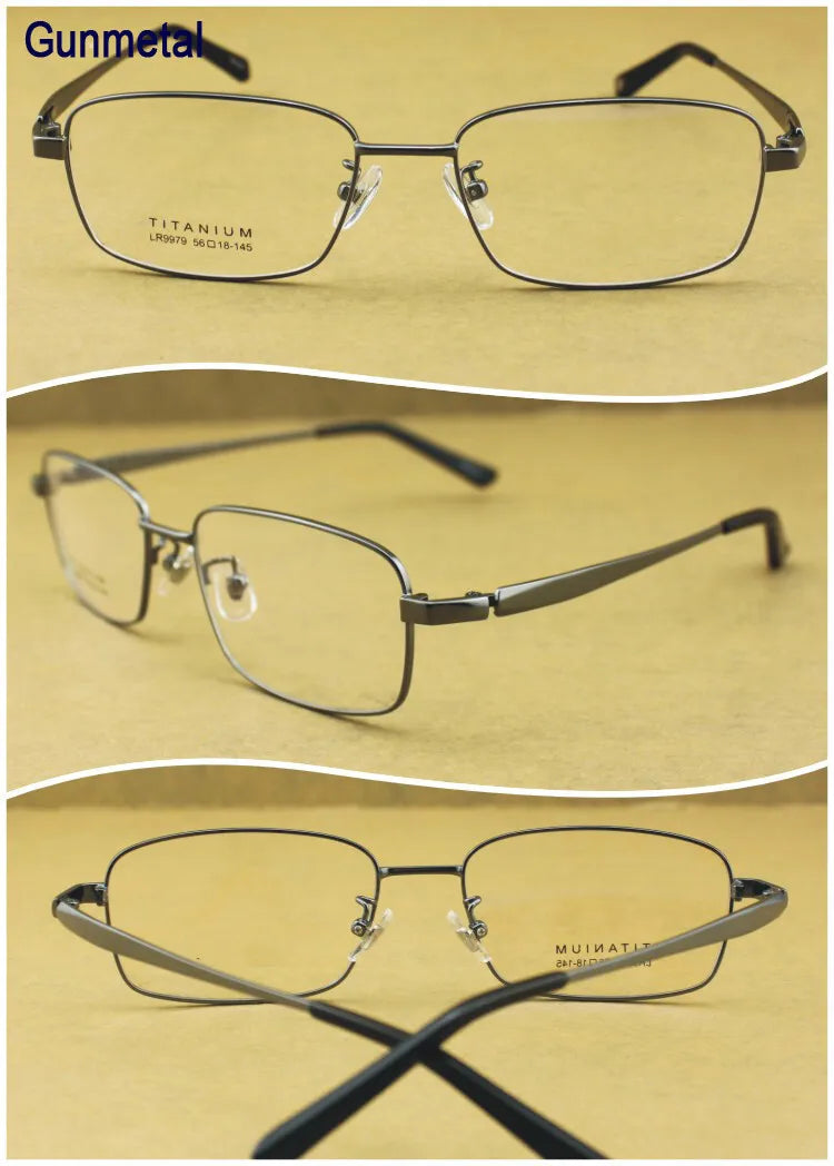 Brightzone Unisex Full Rim Square Titanium Eyeglasses 99779 - Lightweight Durable Frame for Men & Women - Perfect for Reading, Work & Everyday Wear