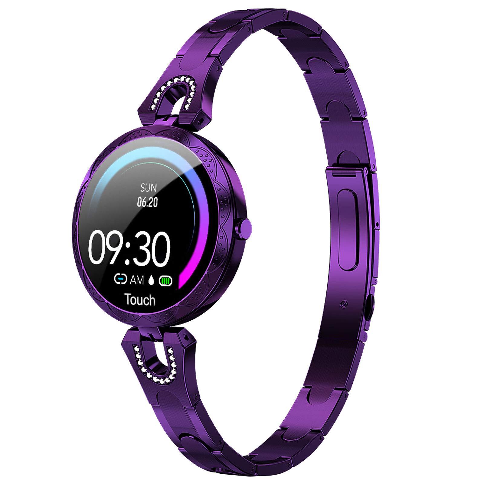 Women's Smart Bracelet with Blood Pressure & Heart Rate Monitor - Fitness Tracker for iOS Android - Round Screen Smartwatch for Women - Perfect Gift for Health & Activity Tracking - Ideal for Workouts, Running & Daily Wear