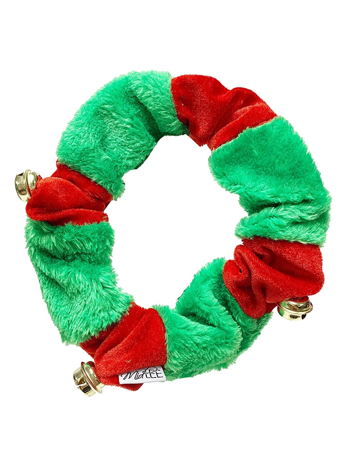 Midlee Reindeer Antlers & Green Red Bell Dog Collar for Large Breeds - Festive Christmas Pet Costume for Holiday Photos & Parties