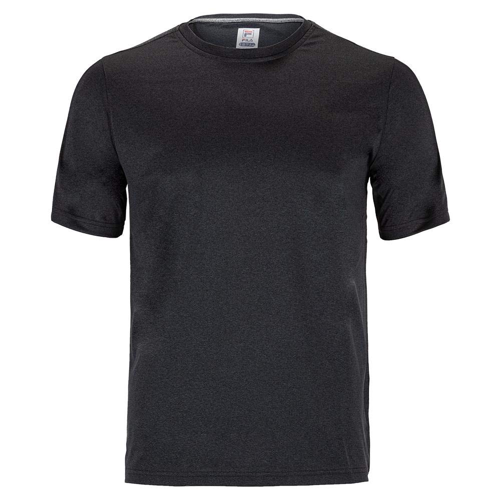 Fila Legend Heathered Mesh Crew Neck Sweatshirt for Men - Black | Comfortable Casual Pullover for Gym, Running & Everyday Wear