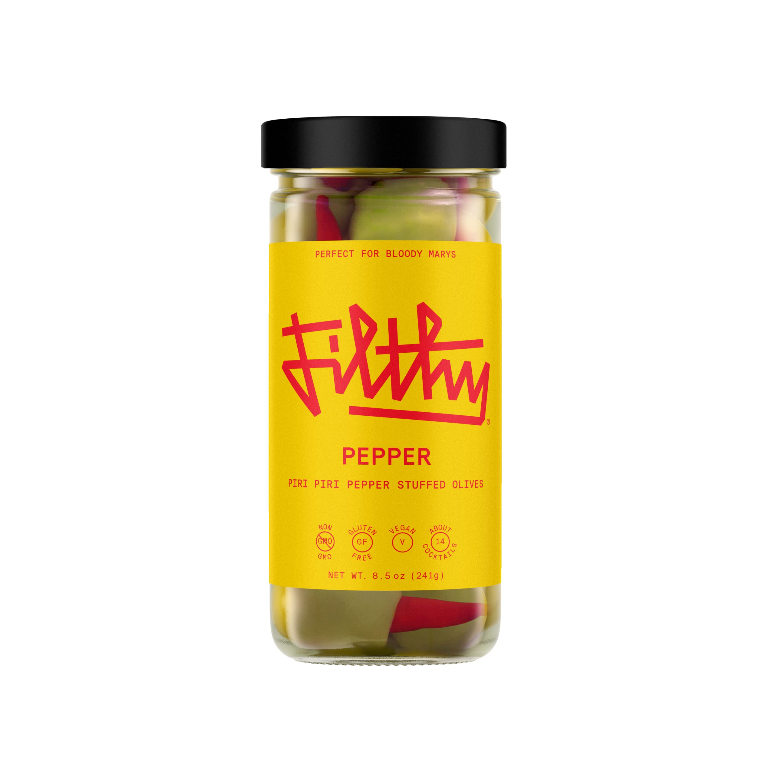 Premium Stuffed Olives for Cocktails - Pepper Filled Gourmet Olives in 8.5 Oz Jar (14 Count) - Perfect for Martinis, Bloody Marys & Charcuterie Boards