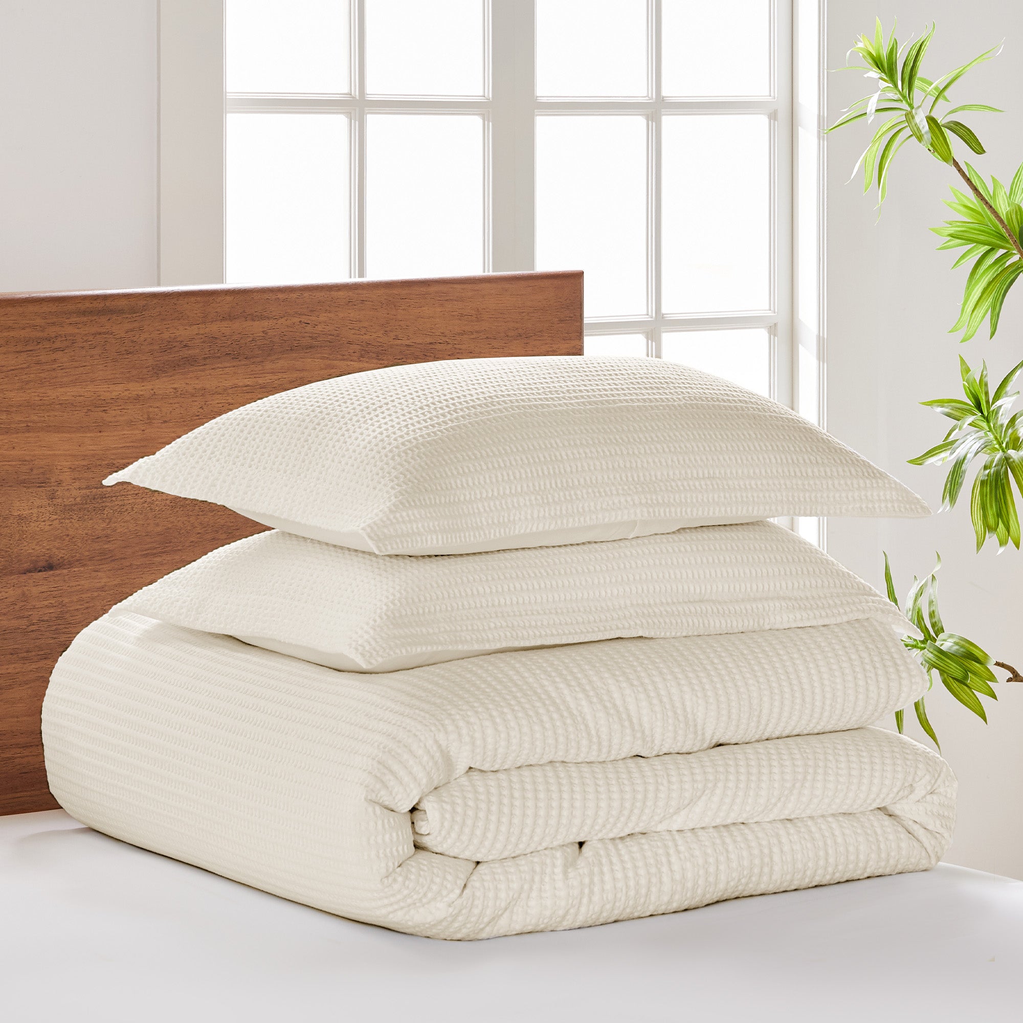 Premium Cloud Waffle Comforter Set - Ultra Soft Breathable Bedding for All Seasons | Cozy Home & Hotel Luxury Bedroom Decor