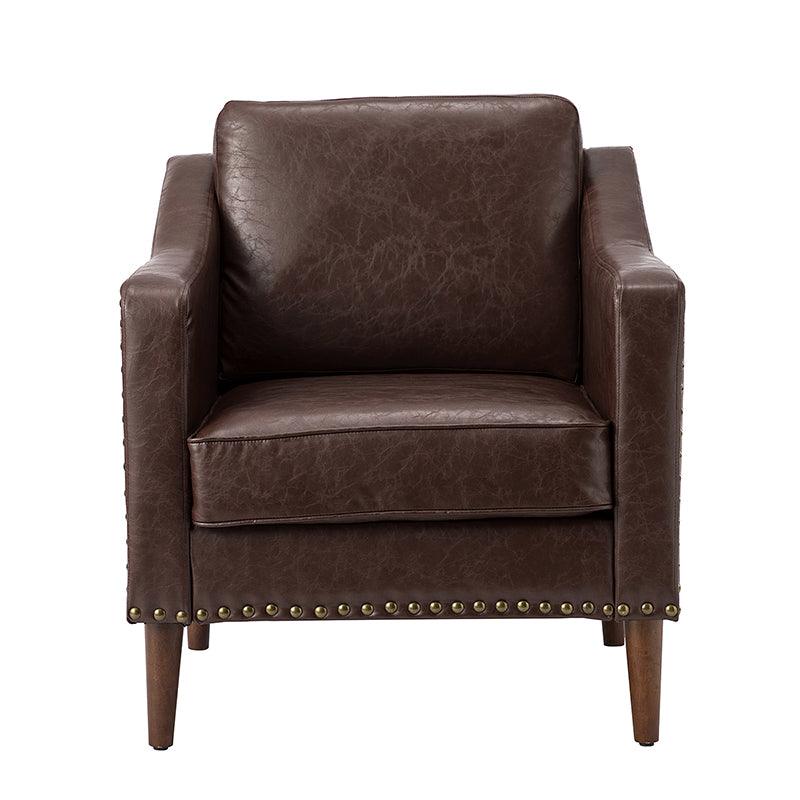 Rafaella Vegan Leather Armchair with Solid Wood Legs - Modern Vegan Leather Lounge Chair with Sturdy Wooden Legs for Living Room, Office, or Reading Nook