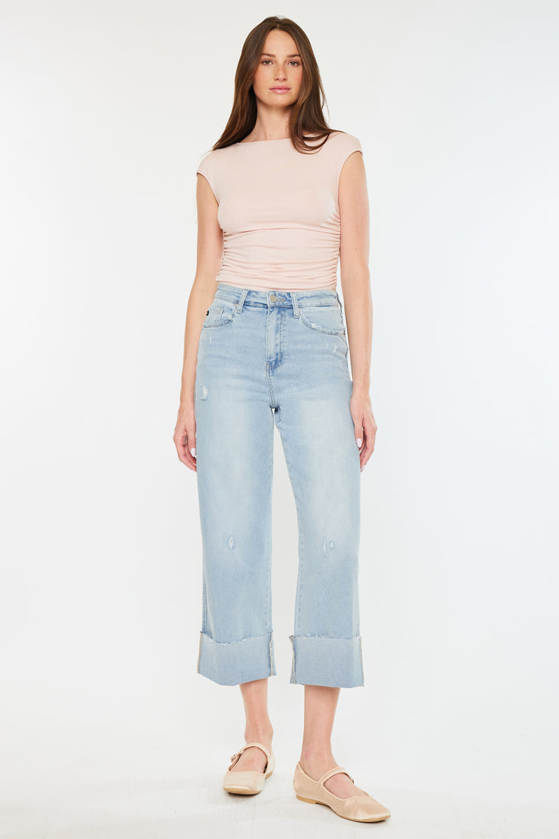 Sully 90's High Waist Cropped Wide Leg Jeans for Women - Vintage Retro Denim Pants - Perfect for Casual Outfits, Street Style & Everyday Wear