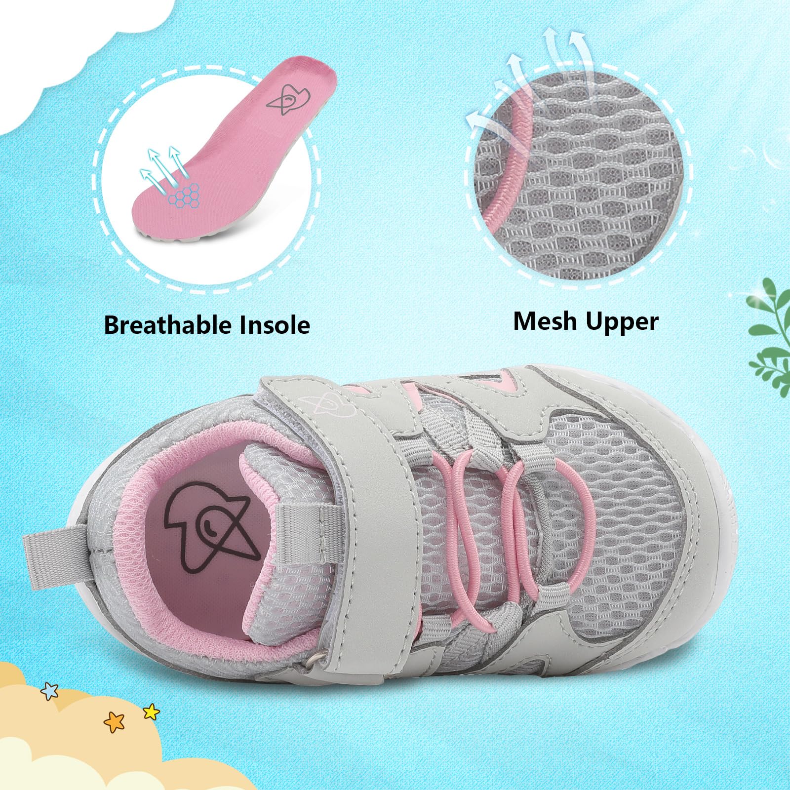 LeIsfIt Baby Walking Shoes for Boys & Girls - Non-Slip First Walkers, Breathable Toddler Sneakers with Soft Sole - Perfect for Indoor Play, Outdoor Adventures & Early Steps Development
