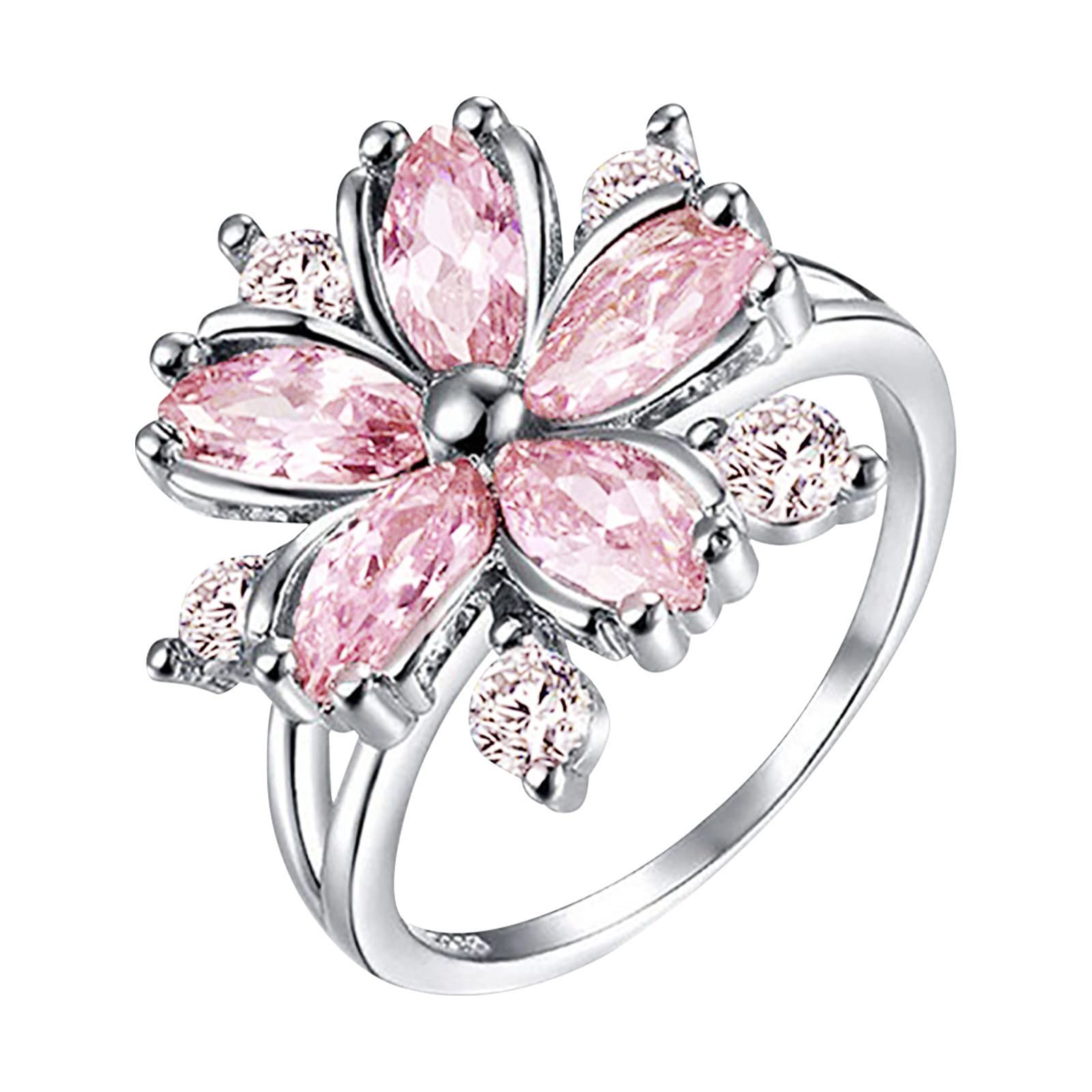 Zircon Diamond Flower Ring Set - Elegant Bridal Engagement Jewelry for Women, Birthday Proposal Gift, Chunky Party Rings for Weddings & Special Occasions