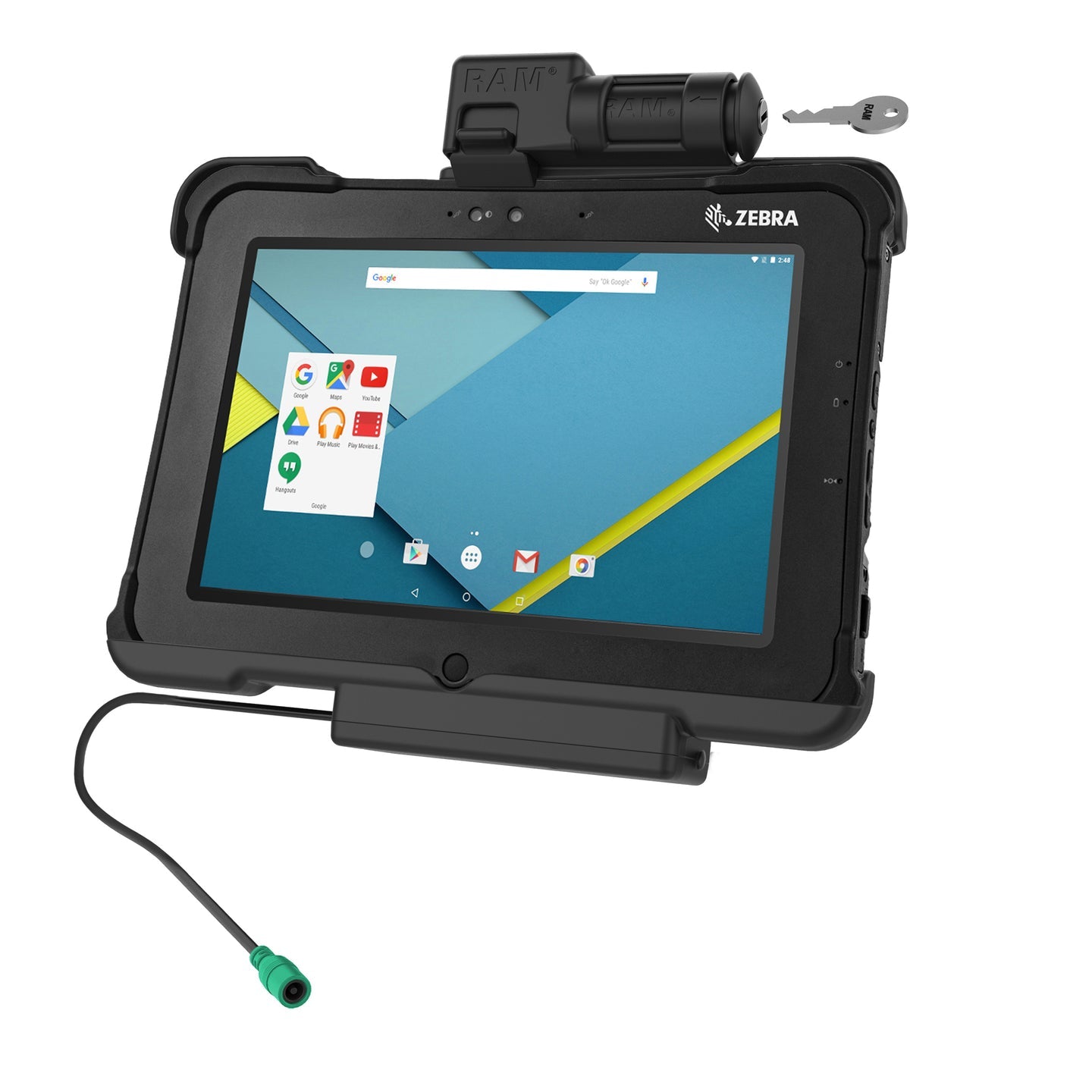 GDS® Key Locking Powered Dock for Zebra XSLATE L10 (RAM HOL ZE15PKLU) - Secure Charging Station for Rugged Tablet in Warehouse & Retail Environments