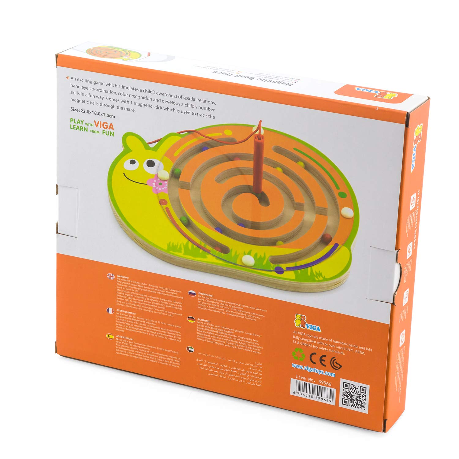 Viga Toys Magnetic Snail Game – Educational Wooden Puzzle for Kids, Fun Learning STEM Toy for Toddlers (Model 59966) – Perfect for Preschool Classroom & Home Playtime