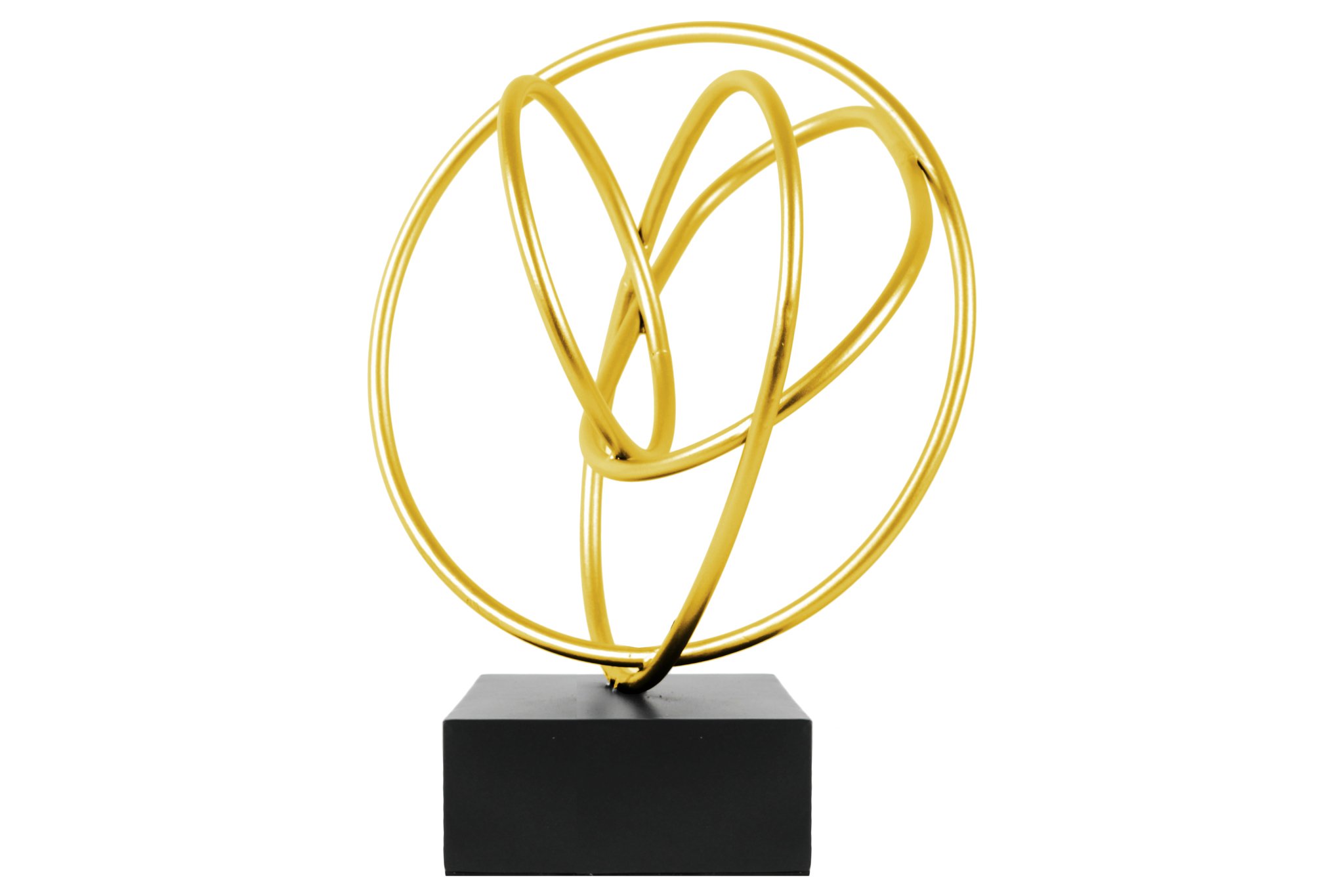 Modern Gold Iron Abstract Swirl Tabletop Decor with Rectangular Base - Elegant Home & Office Decoration for Living Room, Dining Table, and Bookshelf Display