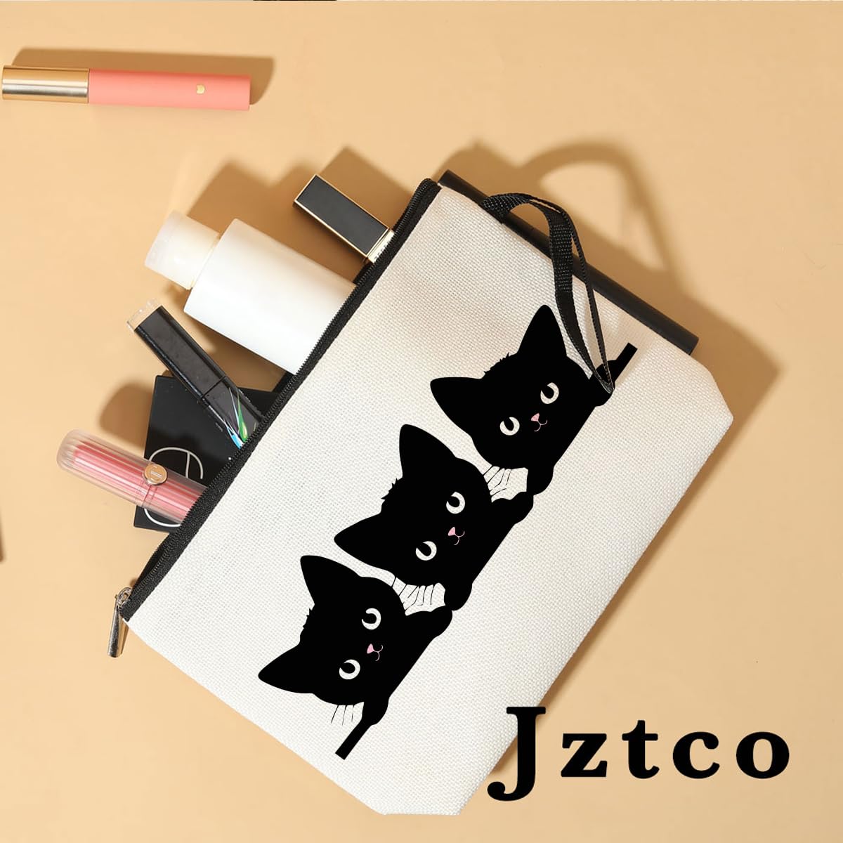 Cute Cat Makeup Bag for Women - Kitty Themed Cosmetic & Toiletry Pouch - Perfect Gift for Cat Lovers, Cat Moms, Best Friends & Aunts - Great for Graduation, Birthday & Pet Owner Gifts - Ideal for Travel, Daily Makeup Storage & Cat Enthusiast Collections