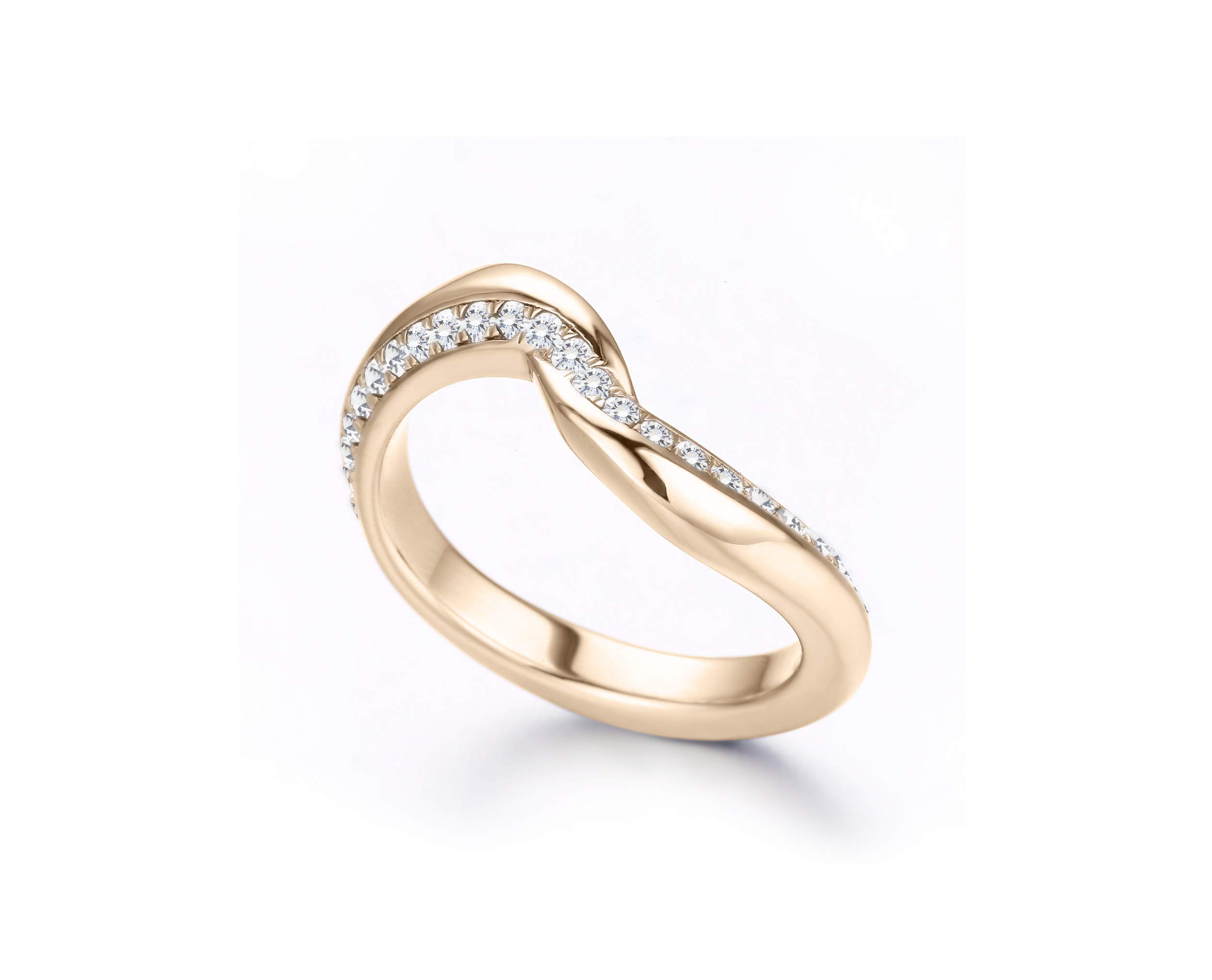 14K Solid Gold Swirl Eternity Ring with Pave Diamonds - April Birthstone Wedding Band & Engagement Ring for Women | Minimalist Unique Non-Traditional Jewelry | Perfect for Anniversaries, Proposals & Special Occasions