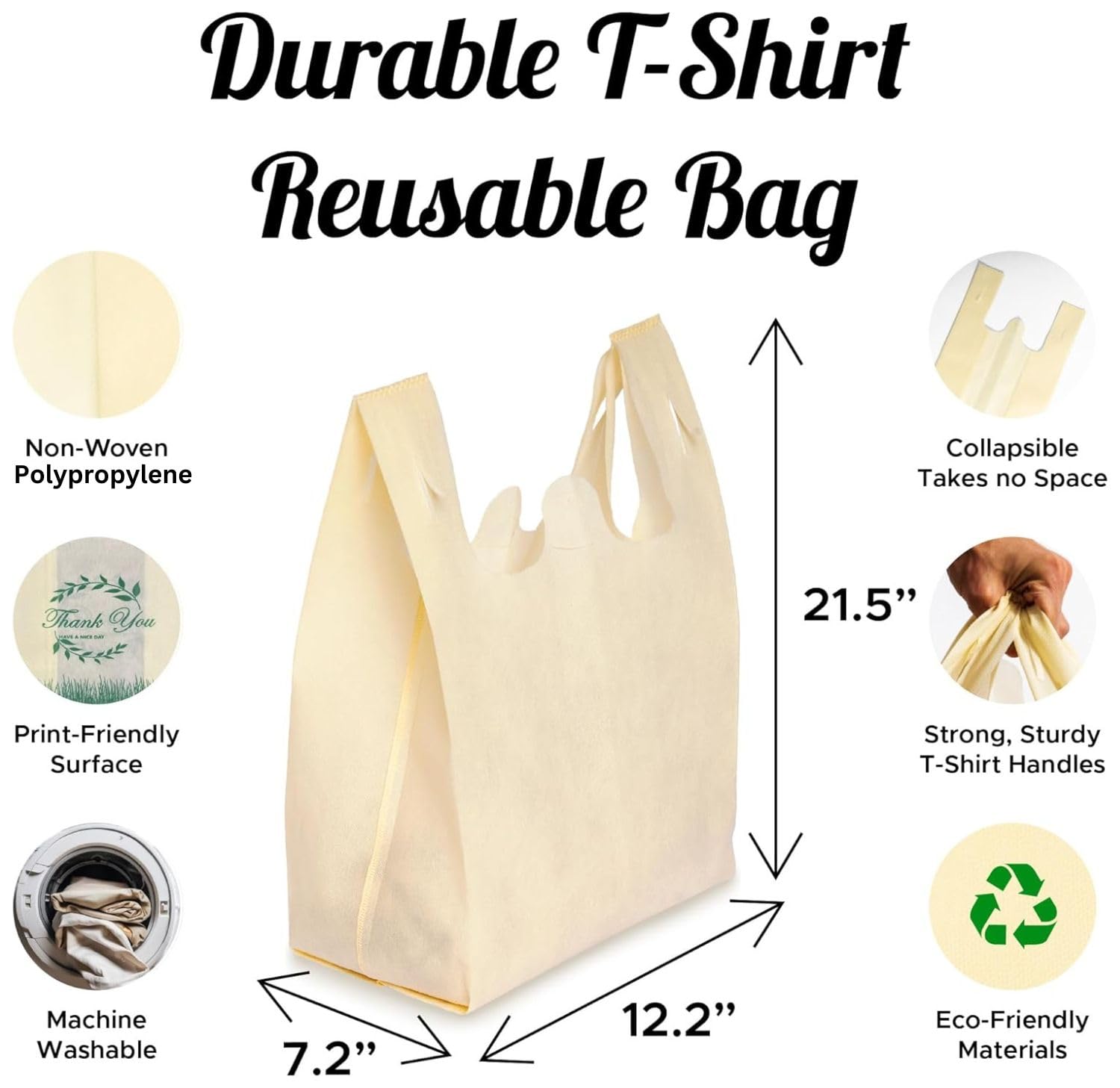 Simply Cool 300 Pack Reusable Eco-Friendly Grocery T-Shirt Shopping Bags - 21
