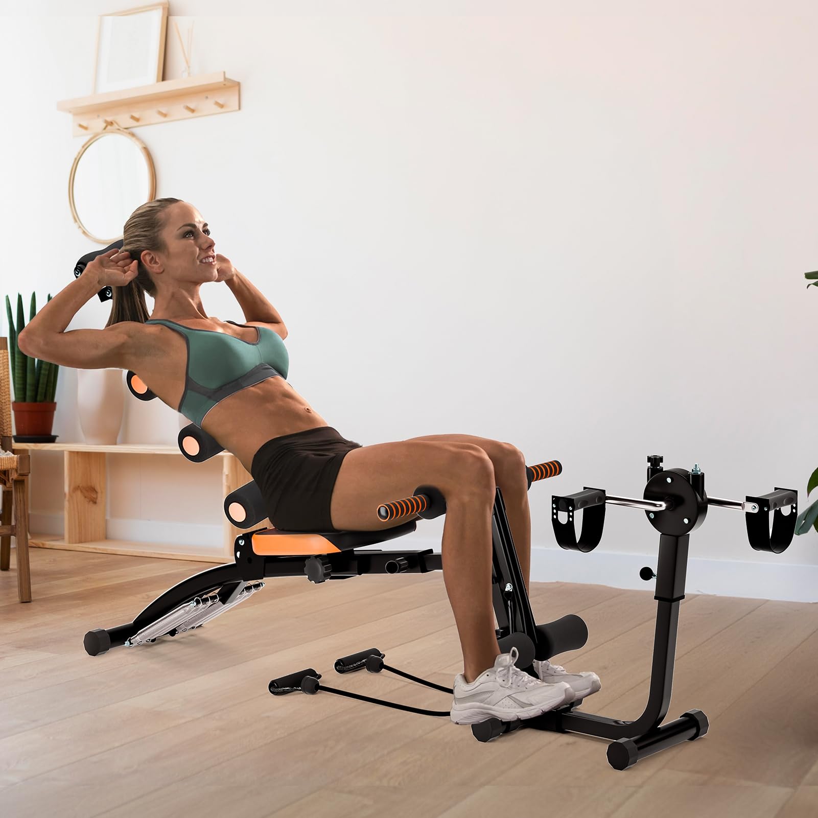 Adjustable Ab Workout Bench for Home Gym - Multi-Functional Crunch Machine & Sit Up Chair for Full Body Exercise | Perfect for Core Training, Strength Building & Home Fitness Routines (Black)