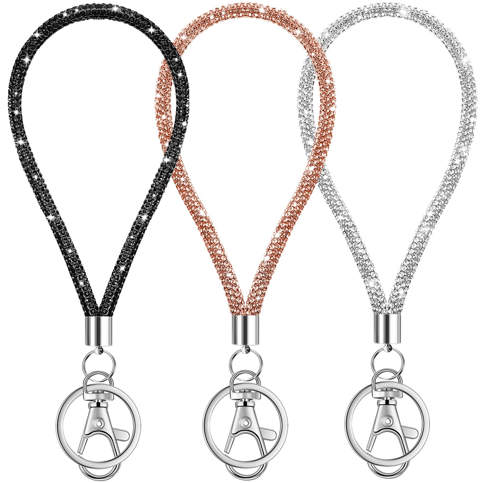 3 Pack Bling Wristlet Keychain Set - Stylish Lanyard Keychains for Women with Wallet & Credit Card Holder (Assorted Fresh Colors) - Perfect for Parties, Shopping, and Everyday Use