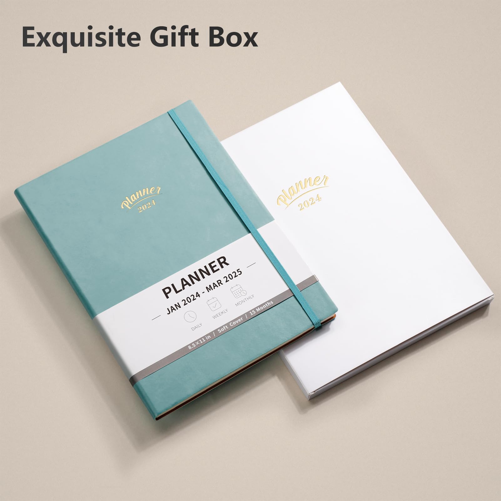 RETTACY 2024-2025 Planner - 18 Month Weekly & Monthly Calendar Organizer from Jan 2024 to Mar 2025 with 100 GSM Premium Acid-Free Paper, Leather Softcover, 8.5