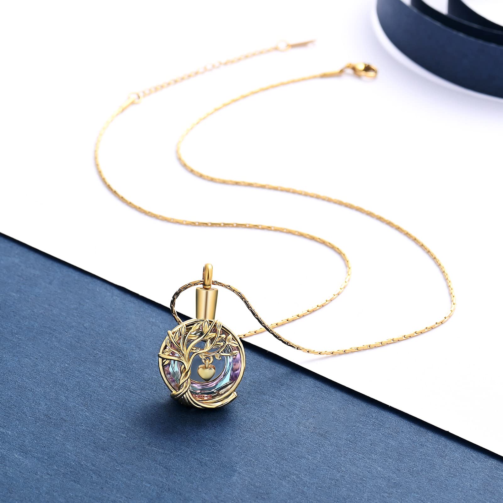 Stainless Steel Tree of Life Urn Necklace - Ashes Memorial Jewelry for Women & Men, Perfect for Remembrance & Comfort