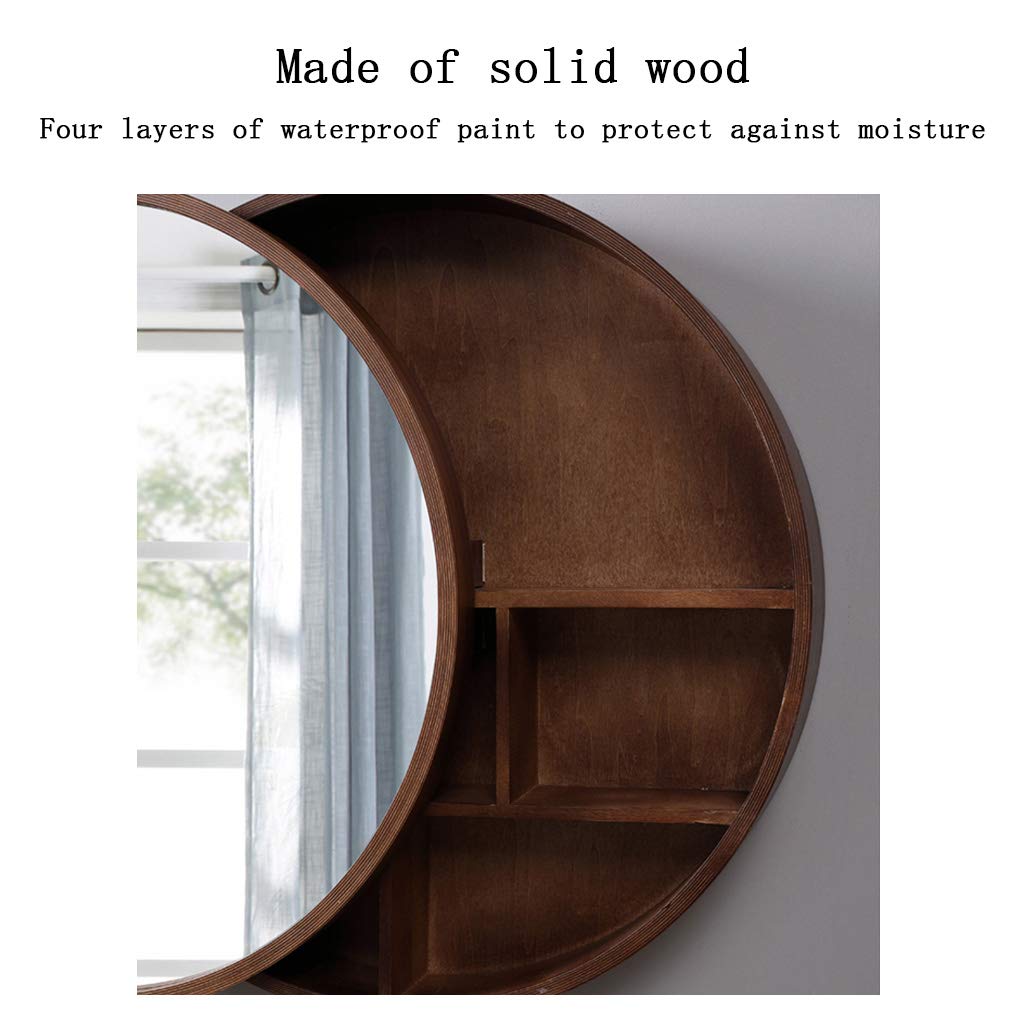 Wall-Mounted Round Mirror with Shelf - Bathroom Vanity Storage Cabinet for Makeup & Essentials | Perfect for Small Bathrooms, Powder Rooms & Bedroom Decor