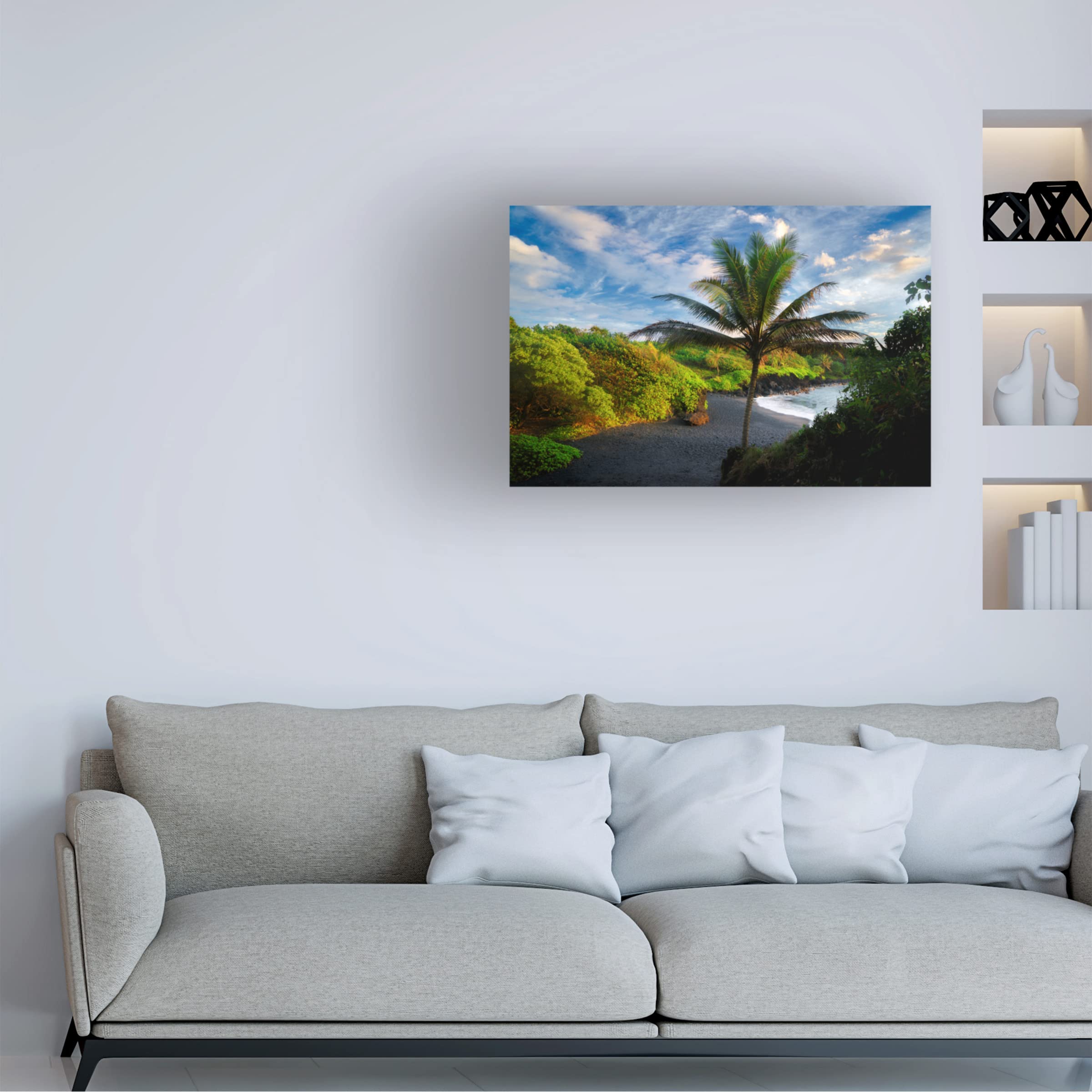 Dennis Frates 'Black Sand Beach 1' Canvas Wall Art Print - Modern Coastal Home Decor for Living Room, Bedroom & Office