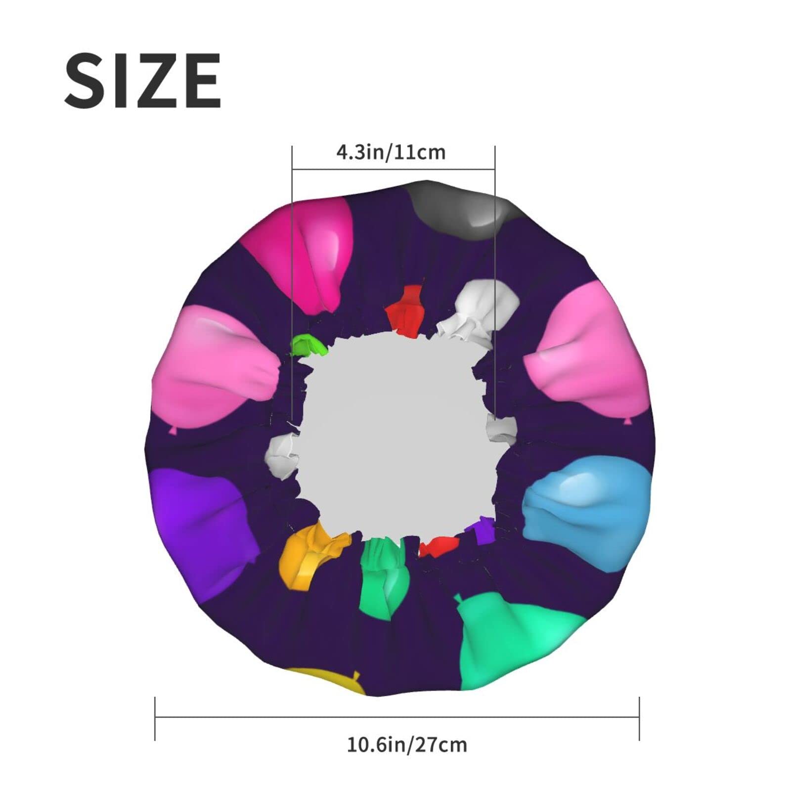 3D Colorful Balloons Print Shower Cap - Double Waterproof Bathing Cap for Women & Men - Soft Nightcap for Hair Protection - Perfect for Swimming, Showering & Sleeping