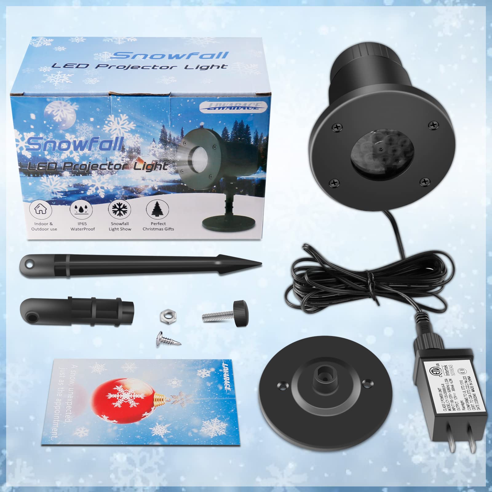 Liwarace LED Christmas Snowflake Projector Lights - Waterproof Outdoor/Indoor Xmas Decor with Remote - Perfect for Holiday Yard, House, Party & Gift for Women Men