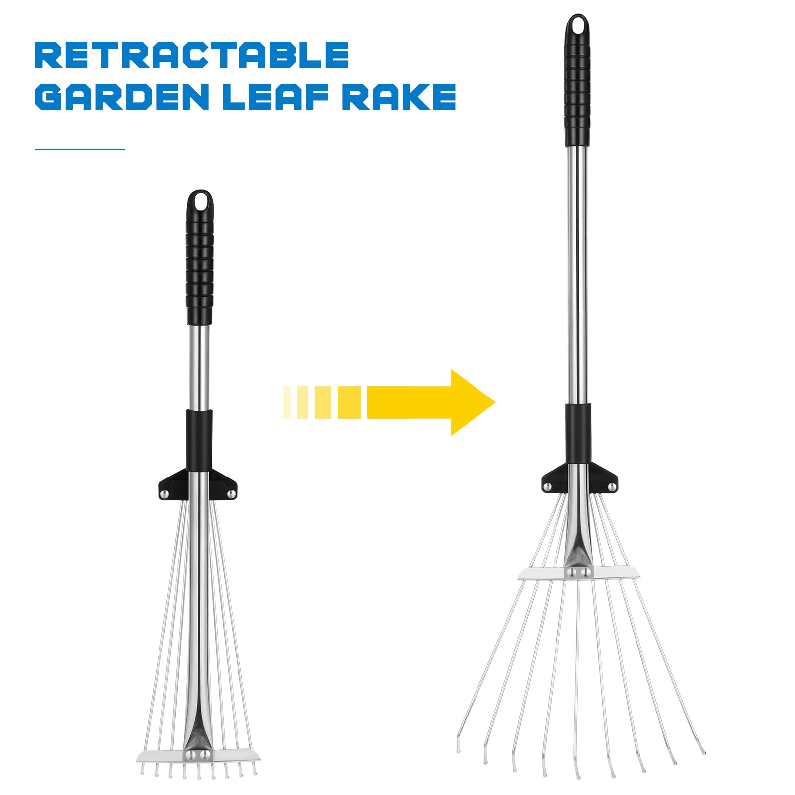 TOYANDONA 1-Piece Adjustable Telescopic Folding Leaf Rake - Extendable Garden Yard Rake for Lawn, Leaves, and Yard Maintenance - Perfect for Fall Cleanup, Gardening, and Outdoor Yard Work