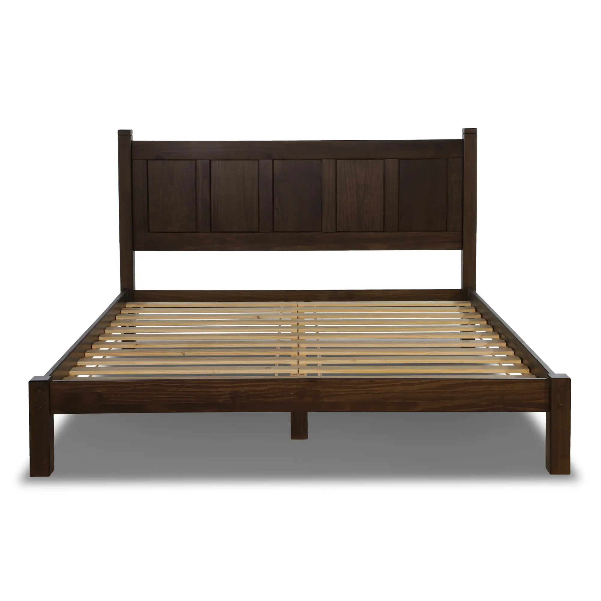 Shaker Panel Platform Bed Frame - Solid Wood Queen Size Bed with Storage, Modern Minimalist Design for Bedroom - Perfect for Small Spaces, Guest Rooms & Apartments