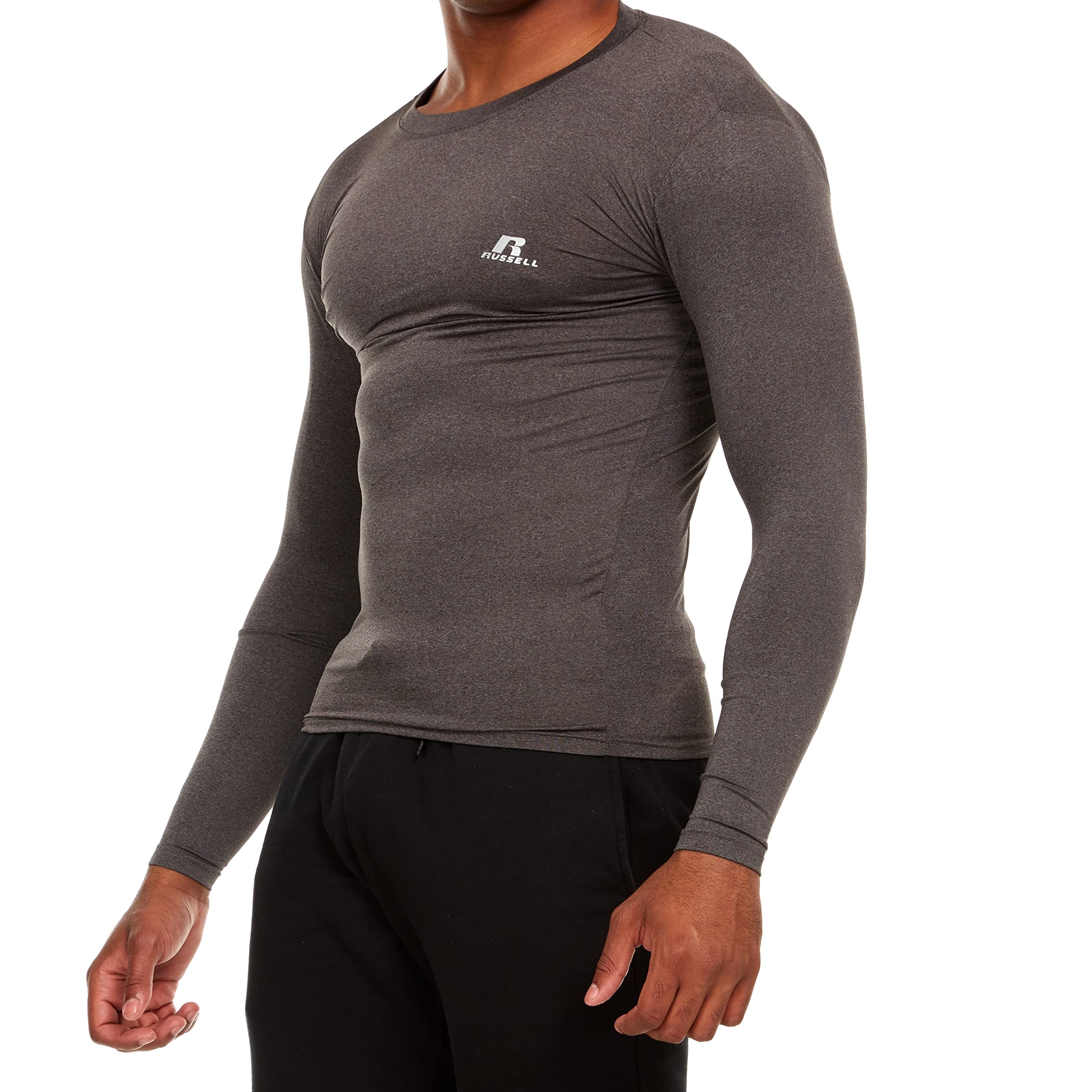 Russell Athletic Men's Long-Sleeve Compression Top - Lightweight Performance Shirt for Running, Workout & Training - Moisture-Wicking & Breathable for Gym, Sports & Active Lifestyle