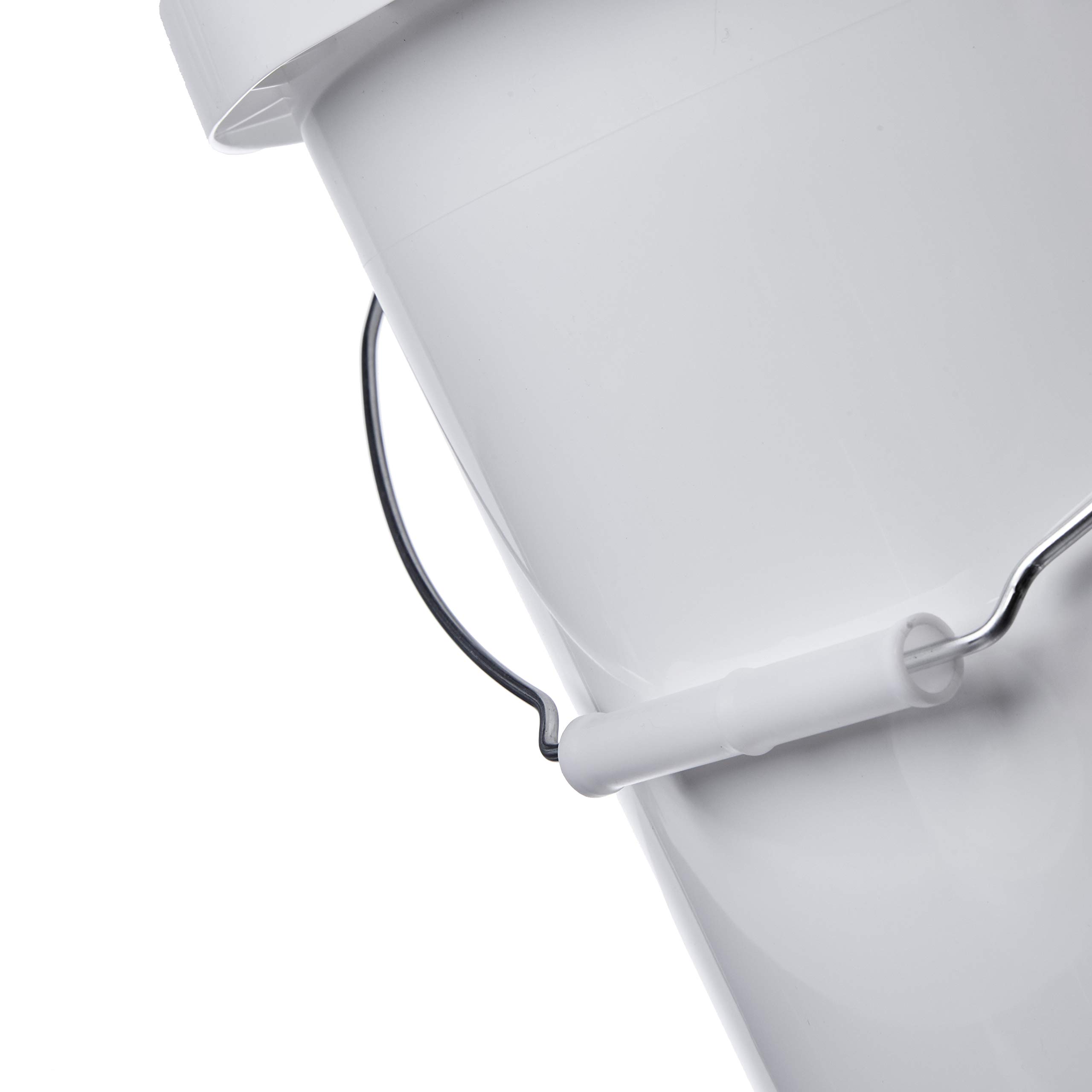 5 Gallon White Food Grade Buckets with Gamma Seal Lids - BPA Free HDPE Storage Pails with Bottom Grip Handle | Durable Made in USA Containers (6-Pack, Yellow Lids) for Food Storage, Home Organization & DIY Projects