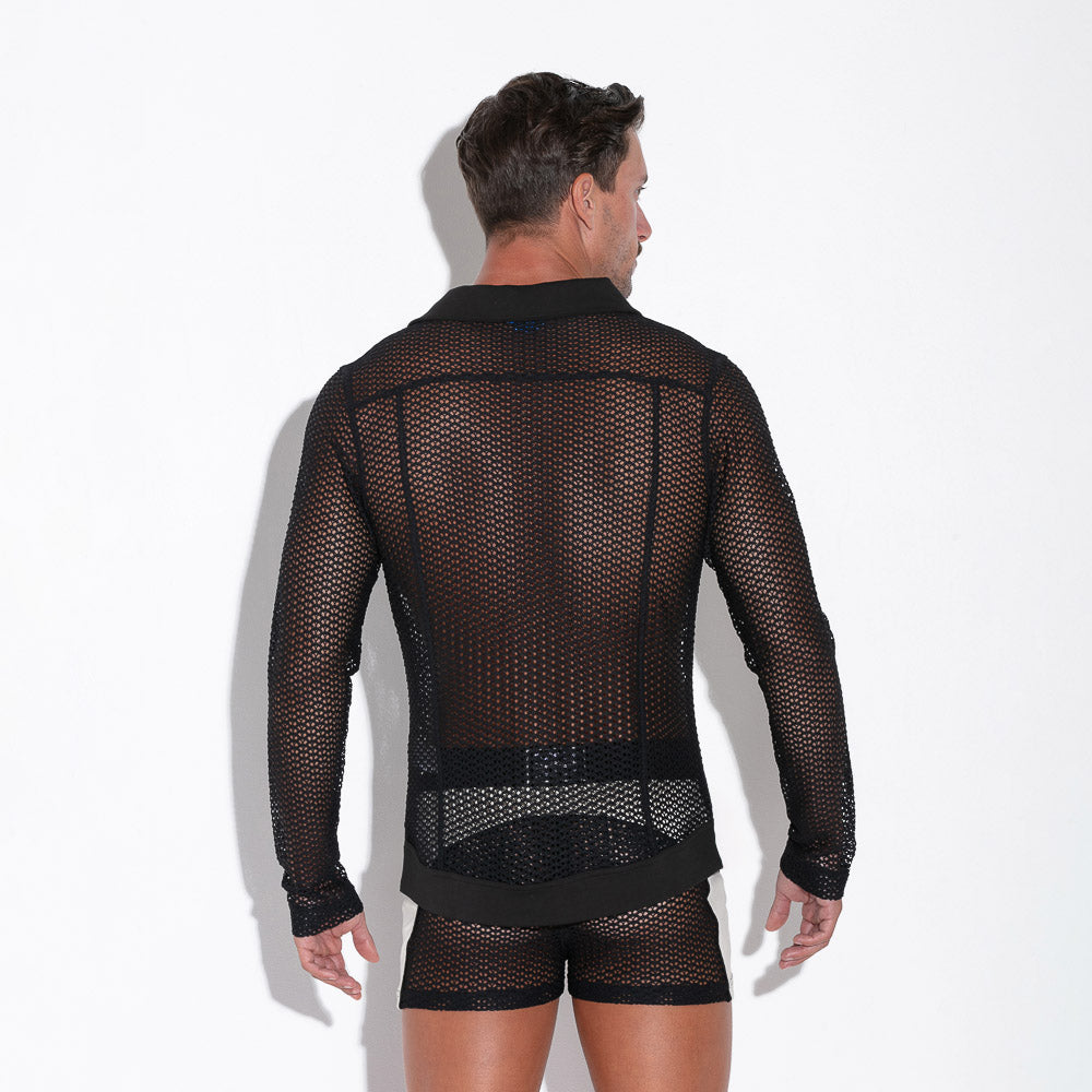 Code 22 Openwork 9739 Mesh Shirt Black - Stylish Breathable Women's Fashion Top for Summer Outfits & Nightlife