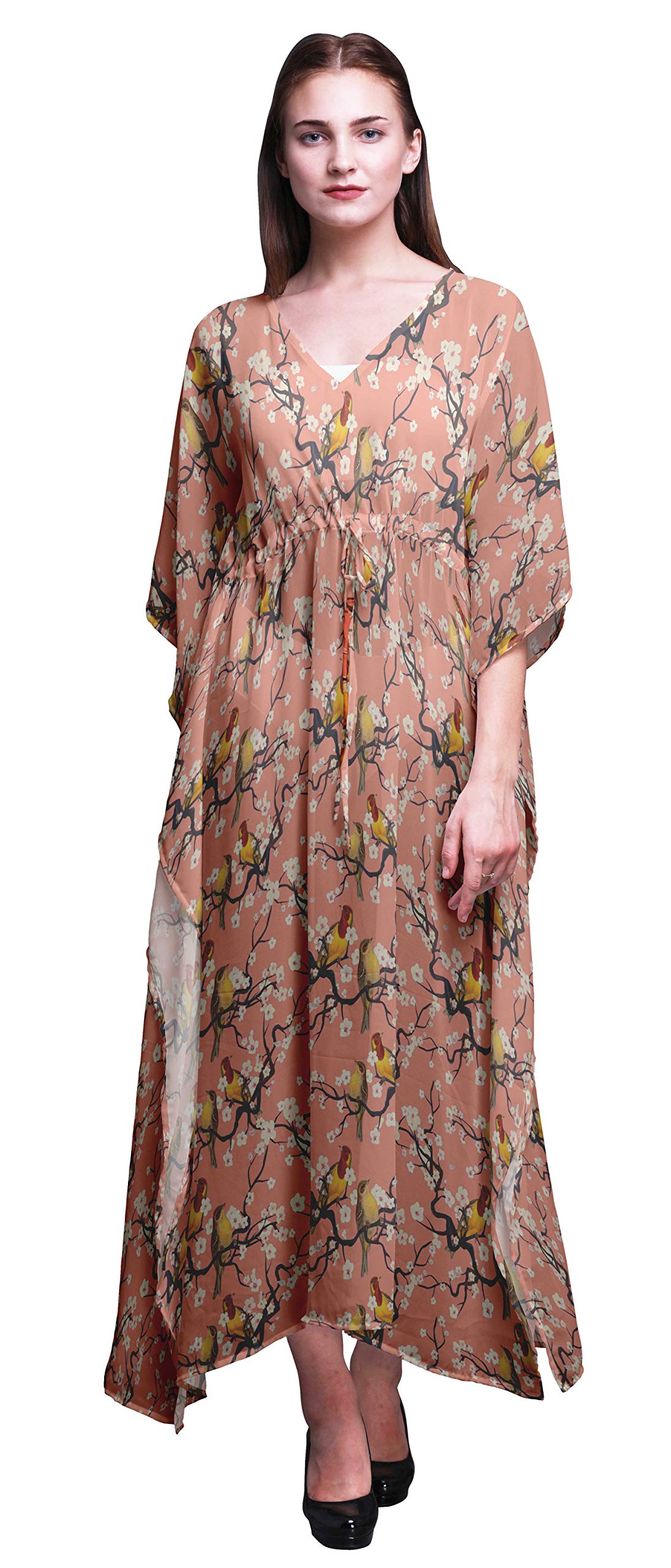 Bimba Beach Kaftan - Women's Long Bikini Cover Up Maxi Dress, Summer Kimono Style Caftan for Pool, Vacation & Boho Fashion
