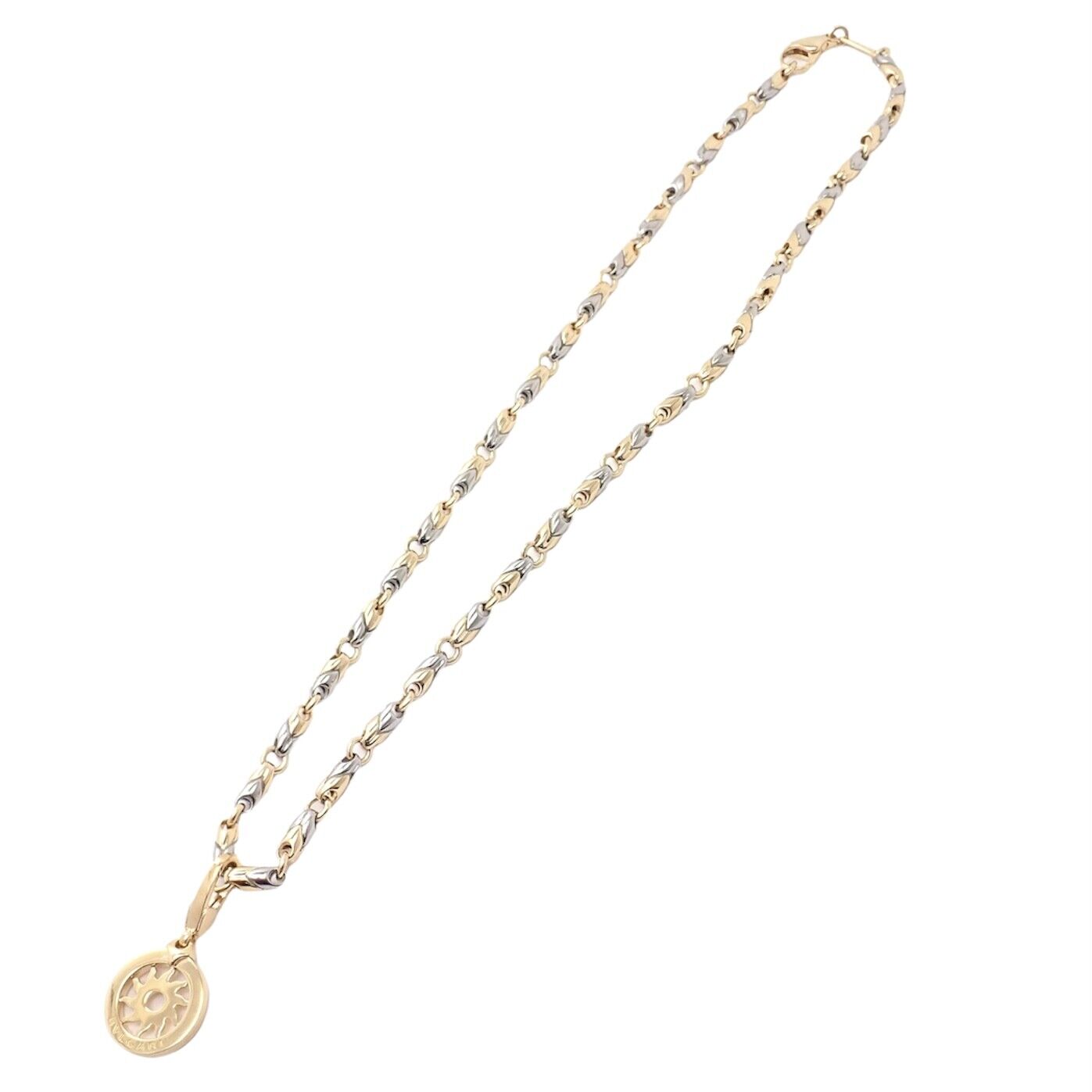 Authentic Bulgari Tondo Sun 18k Yellow Gold Pendant with 18k/Stainless Steel Chain Necklace - Luxury Jewelry Gift for Women, Perfect for Parties & Special Occasions