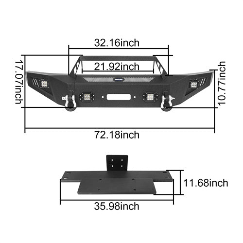 Full Width Front & Rear Bumper for 2009-2014 Ford F-150 (Non-Raptor Models) - Heavy Duty Protection for Off-Roading & Truck Modifications