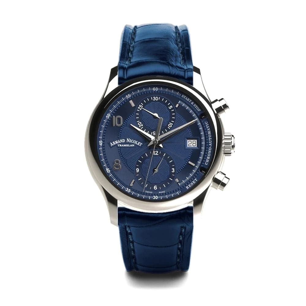 Armand Nicolet A844AAA BU M9742 Men's Luxury Watch with Blue Leather Strap - Perfect for Business, Formal Events & Gift Giving