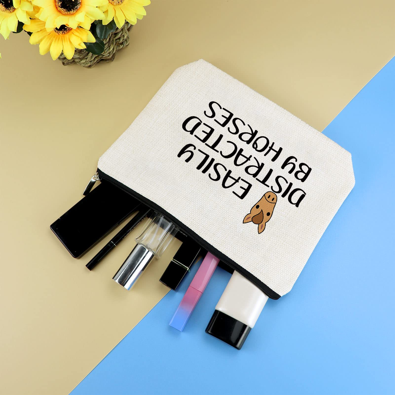 **Elegant Horse-Themed Makeup Bag - Perfect Gift for Women & Girls, Cowgirls & Equestrians - Travel Toiletry Pouch for Birthdays, Christmas, Graduation - Ideal for Horse Lovers, Friends & Daughters - Great for Travel, Gym & Daily Use**