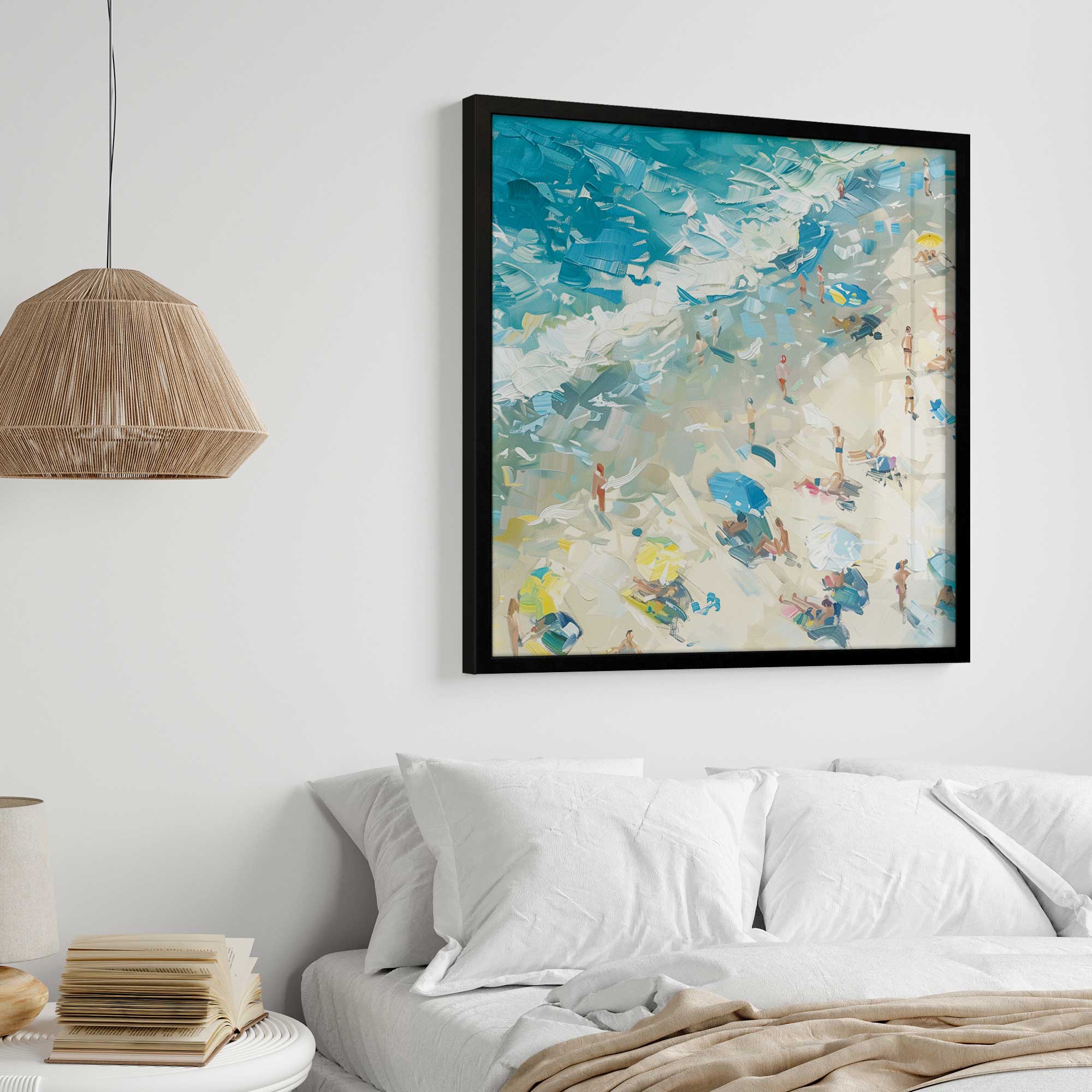 Coastal Harmony Square Print Wall Art - Beach Themed Decor for Living Room, Bedroom & Office - Perfect for Coastal, Nautical & Boho Home Decor Styles