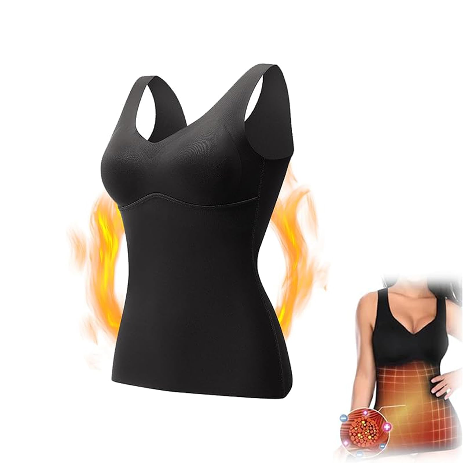 Carethier Fiberfit Hourglass Sculpting Self-Heating Vest for Women - 2-in-1 Thermal Underwear with Built-in Support | Perfect for Cold Weather, Yoga & Layering