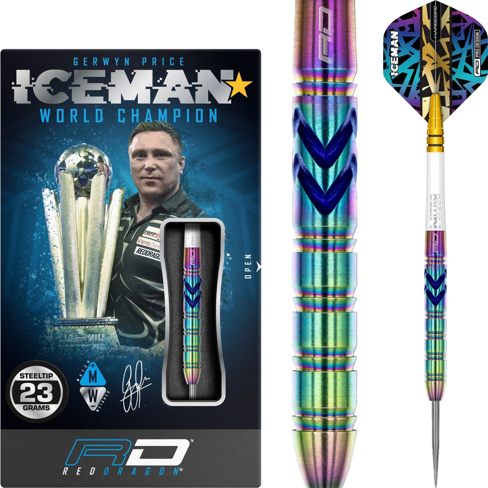 Gerwyn Price Red Dragon Ionic Steel Tip Darts - 90% Tungsten (21g, 23g, 25g) for Professional Dart Players & Tournaments - Perfect for Bars, Home Game Rooms & Competitive Play