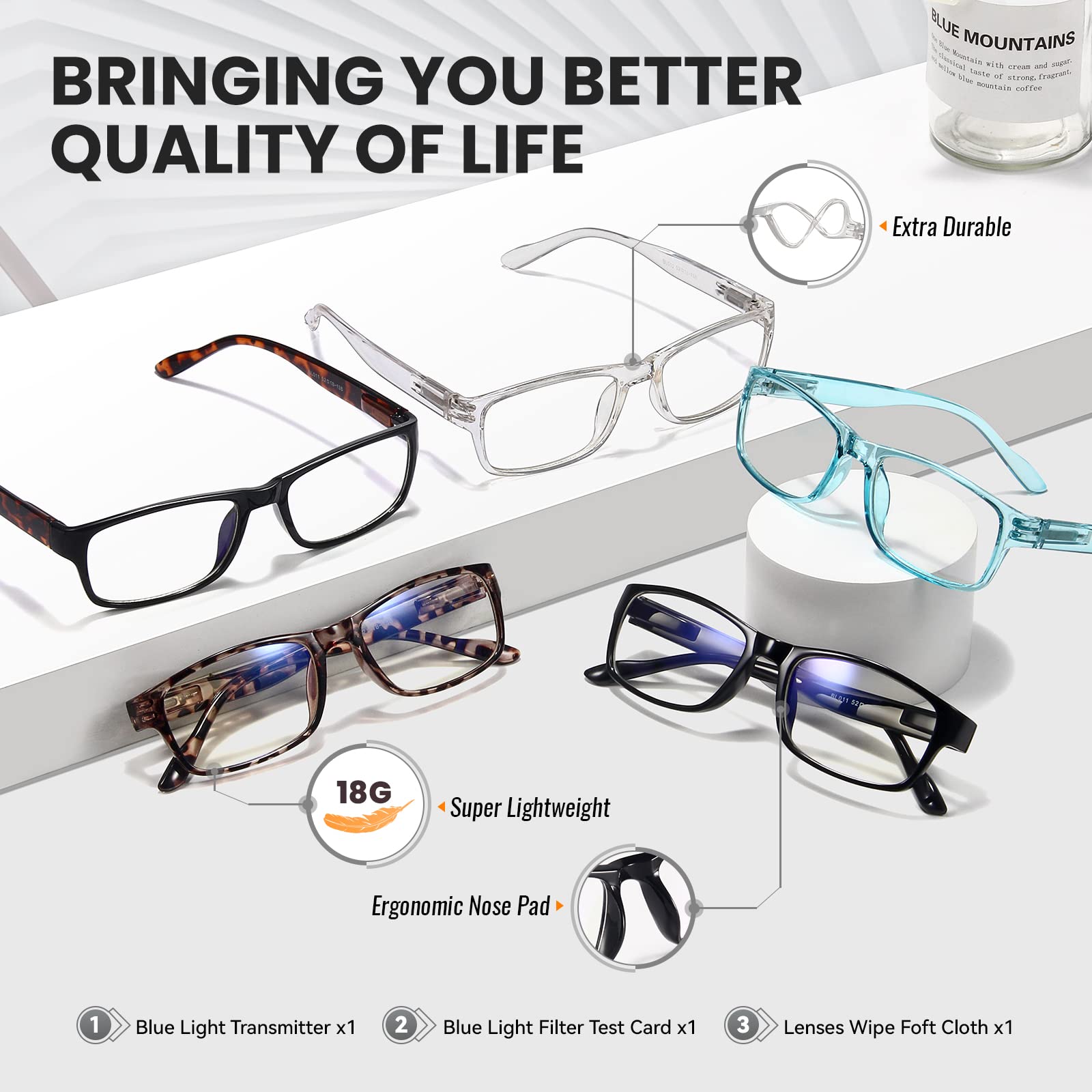 Gaoye Blue Light Blocking Reading Glasses for Men & Women - Computer Glasses with Anti-UV Protection for Screen Time, Office Work & Digital Eye Strain Relief