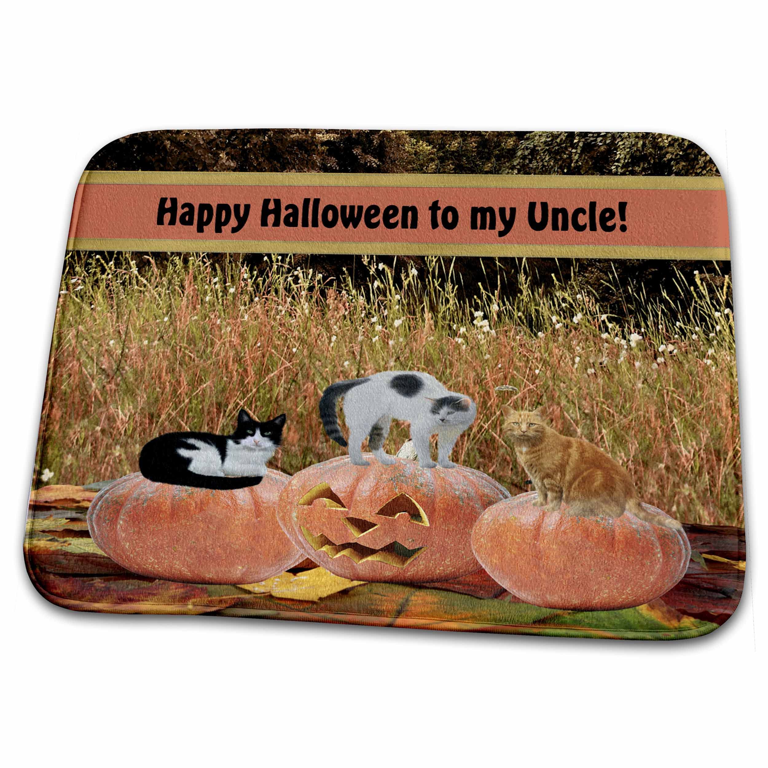 3dRose Three Cats on Three Pumpkins Halloween Bath Rug Mat - Non-Slip Bathroom Floor Mat for Halloween Decor, Home Decor, and Cozy Bathroom Essentials