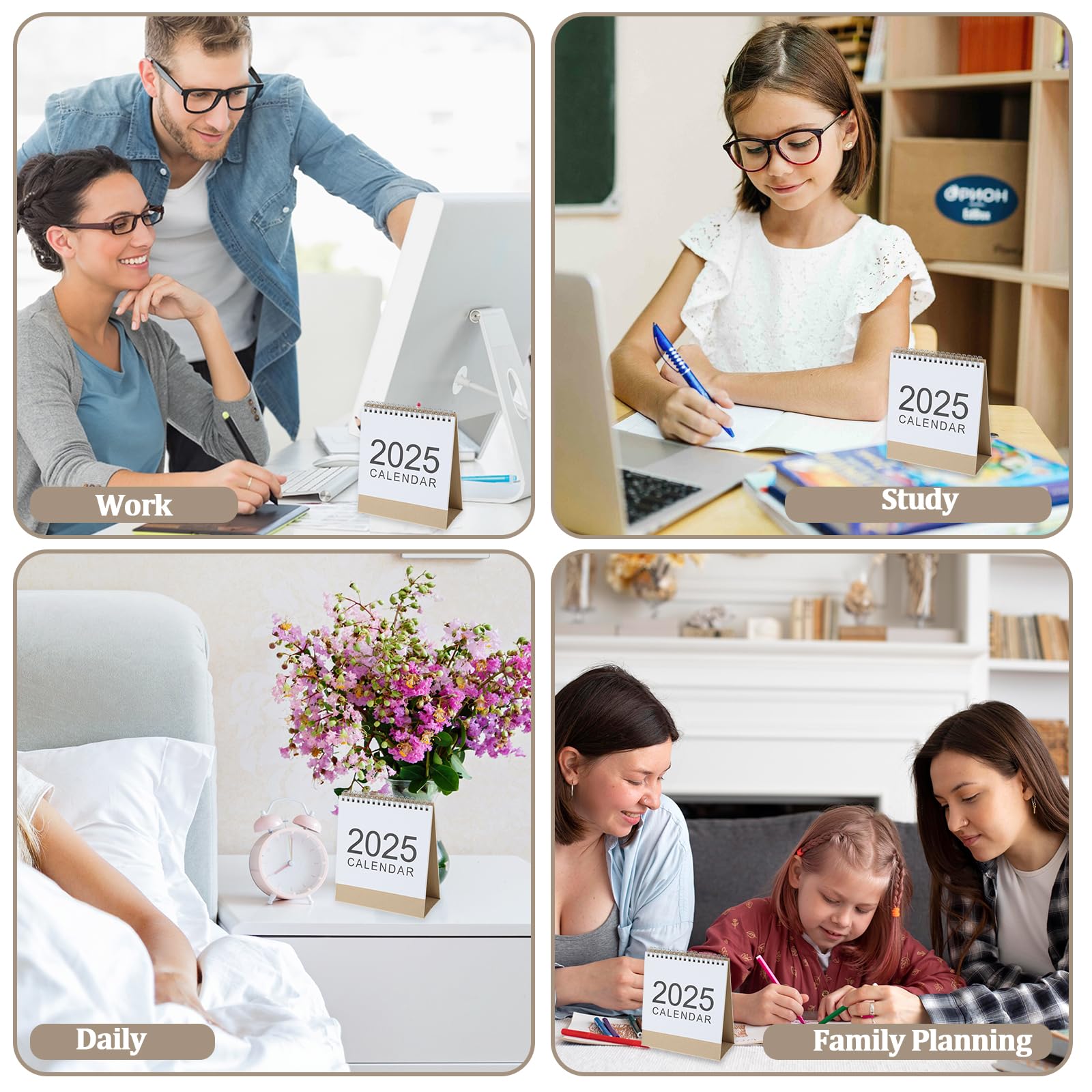 Ouligay Small Desk Calendar 2025 - Standing Desktop Flip Calendar for Office & Home | Simple Style Mini Planner for Daily Planning, Schedule Tracking & Desk Decoration | Perfect for Workstations, Study Areas & Gift Giving