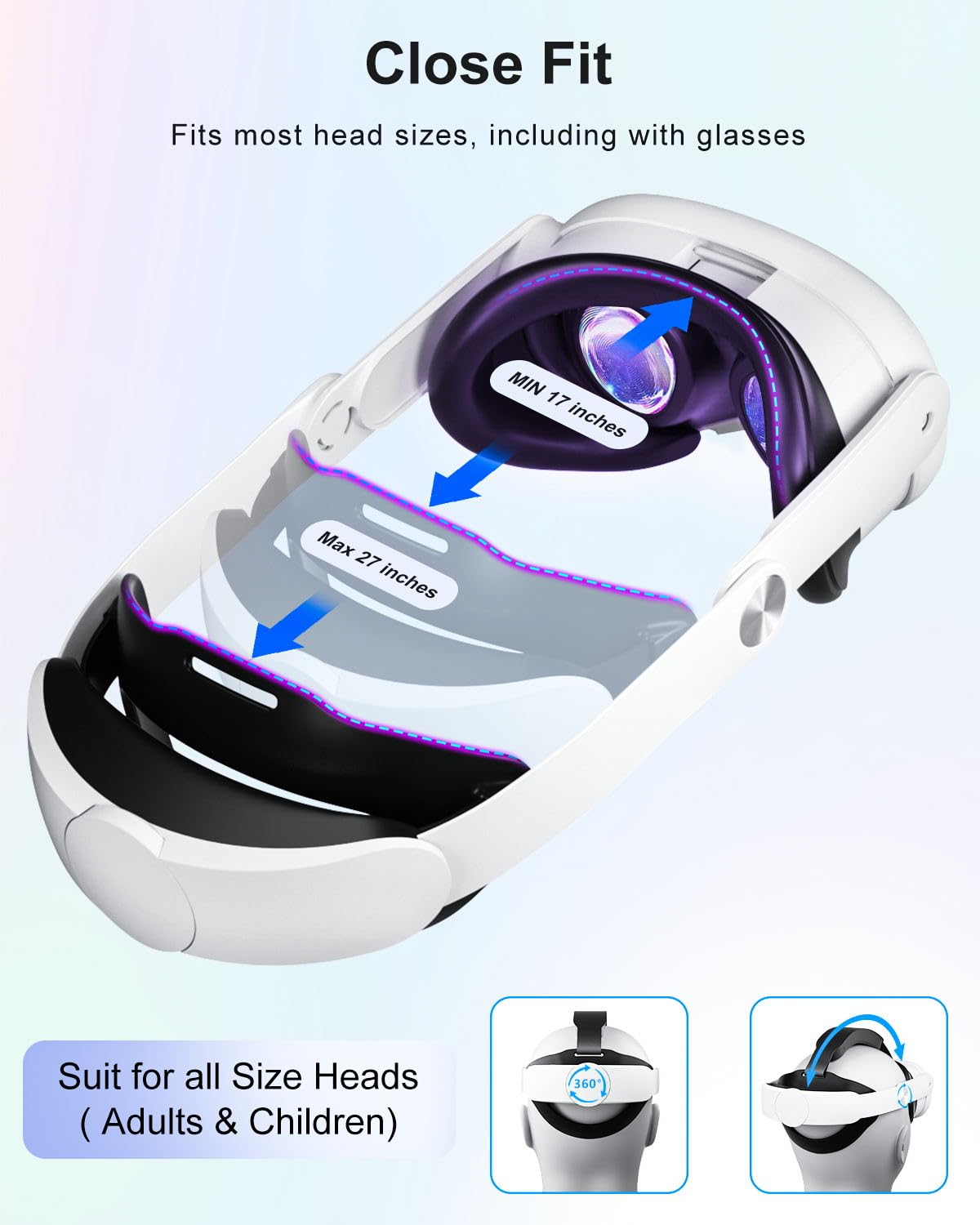 Meta Quest 3/Quest 3S Head Strap - Lightweight Adjustable VR Headset Accessory with Soft Cushion, Pressure-Free Design - Perfect Elite Strap Replacement for Enhanced Gaming & Virtual Reality Experience