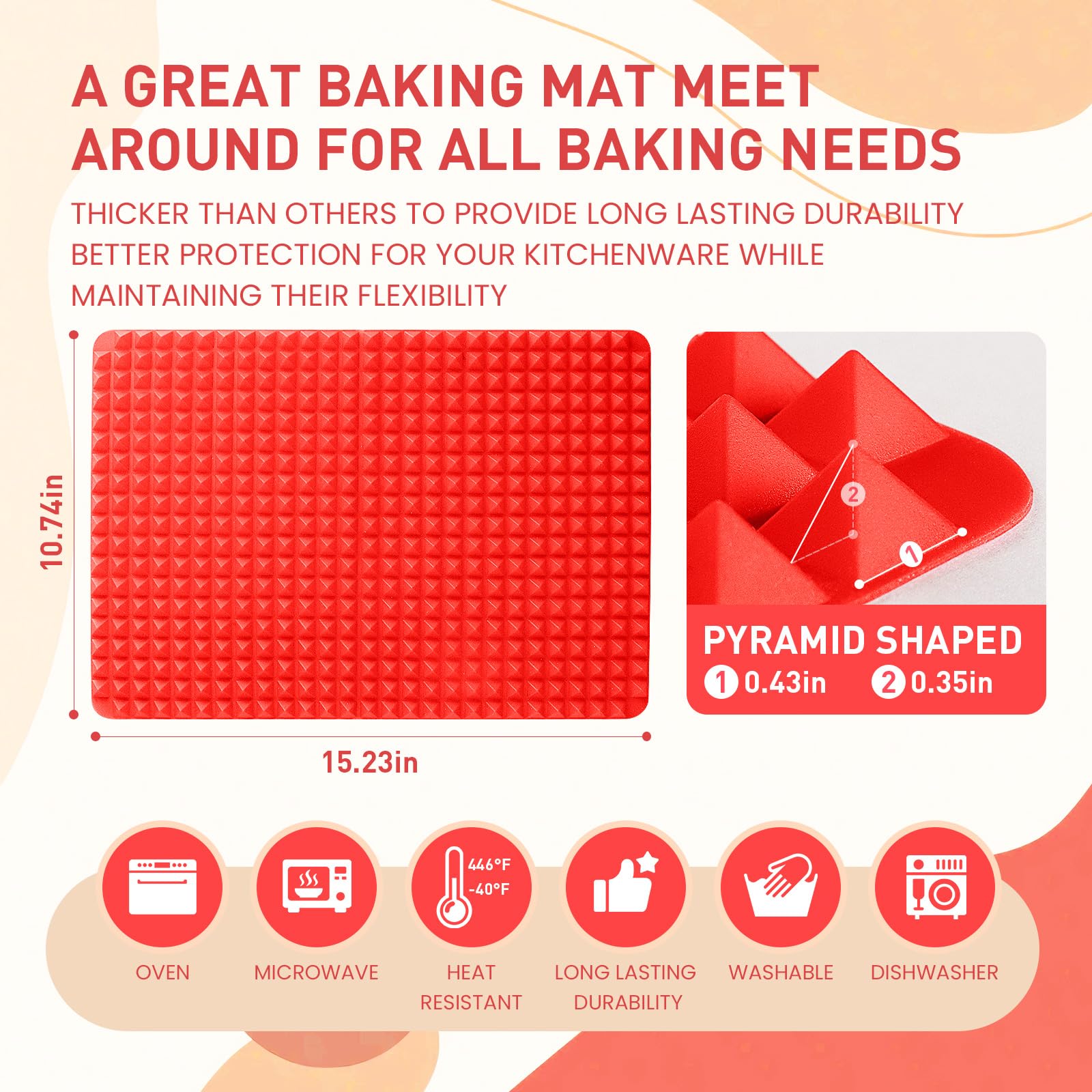 Non-Stick Silicone Baking Mat Set (2 Pack) - 16
