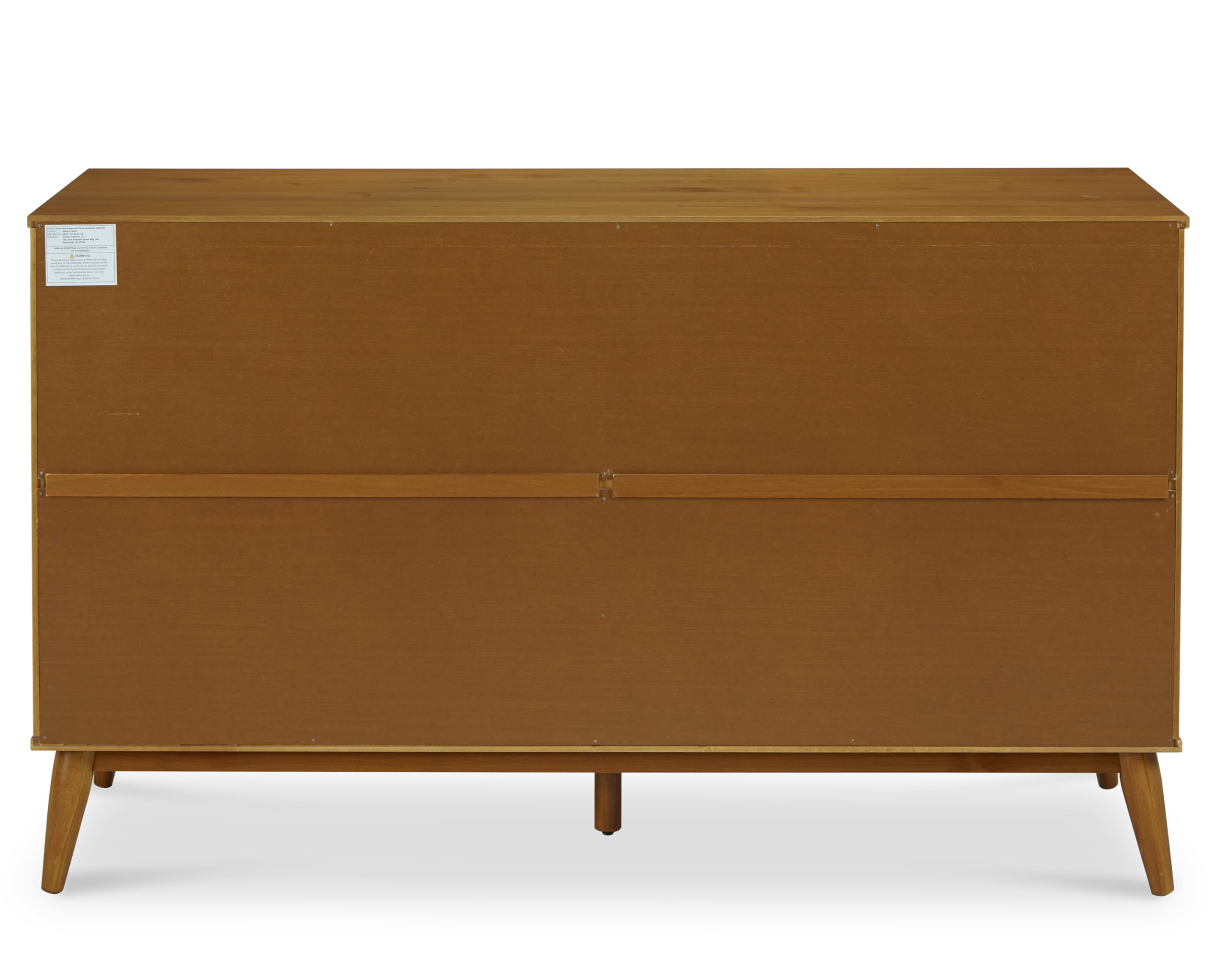 Mid-Century Modern Solid Wood Dresser with 6 Drawers - Castanho Finish - Perfect for Bedroom, Living Room & Office Storage Organization