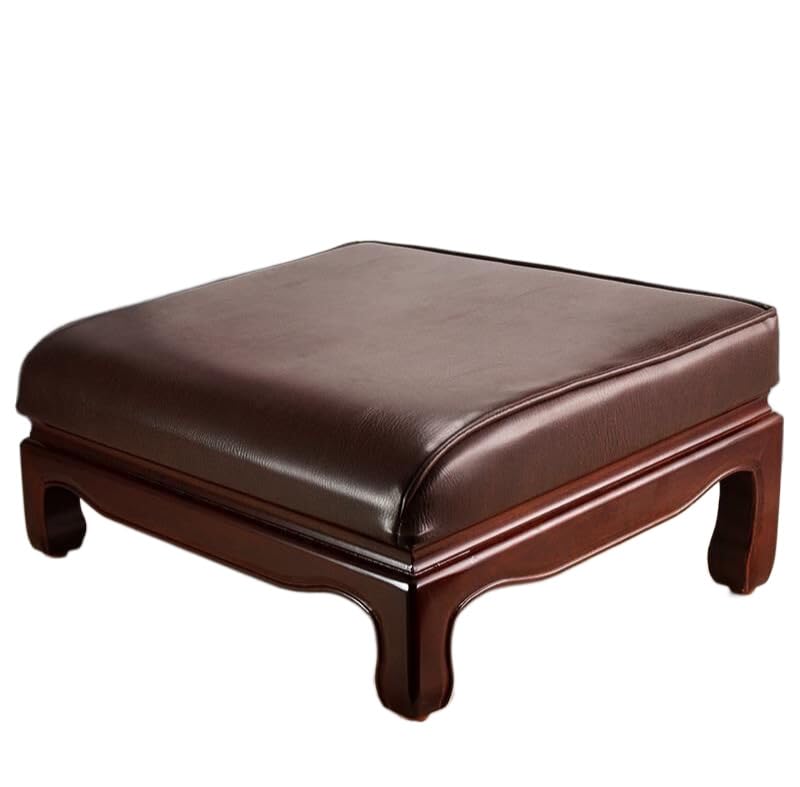 Premium Solid Wood Leather Buddha Mat - Meditation Kneeling Mat for Buddhist Hall, Worship Stool & Kowtow Mat - Home Decoration for Zen Living Room & Prayer Space