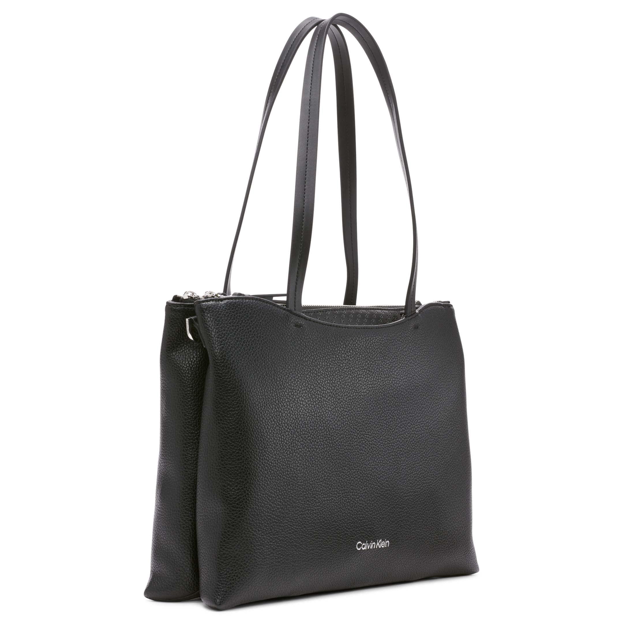 Calvin Klein Chrome Organizational 2-in-1 Tote Bag - Stylish Work & Travel Tote with Multiple Pockets | Perfect for Office, Commute & Weekend Getaways