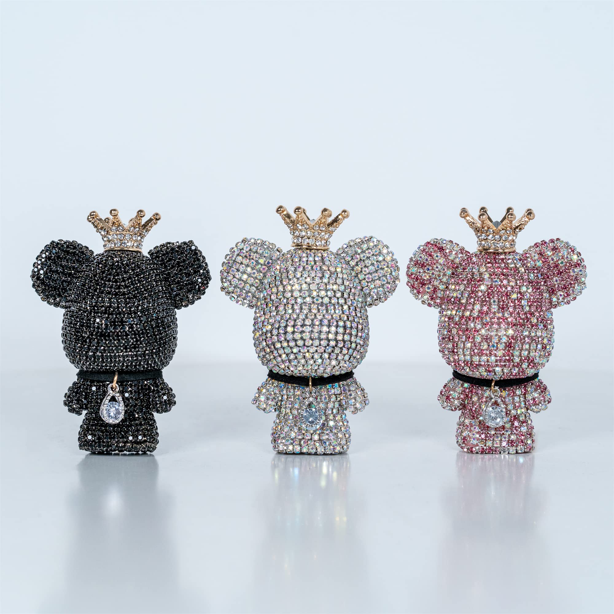 Sparkling Rhinestone Bear Car Air Freshener with Vent Clip - Crystal Bling Car Accessories for Women, Aesthetic Interior Decor (Silver) | Perfect for Gifts & Car Interior Styling