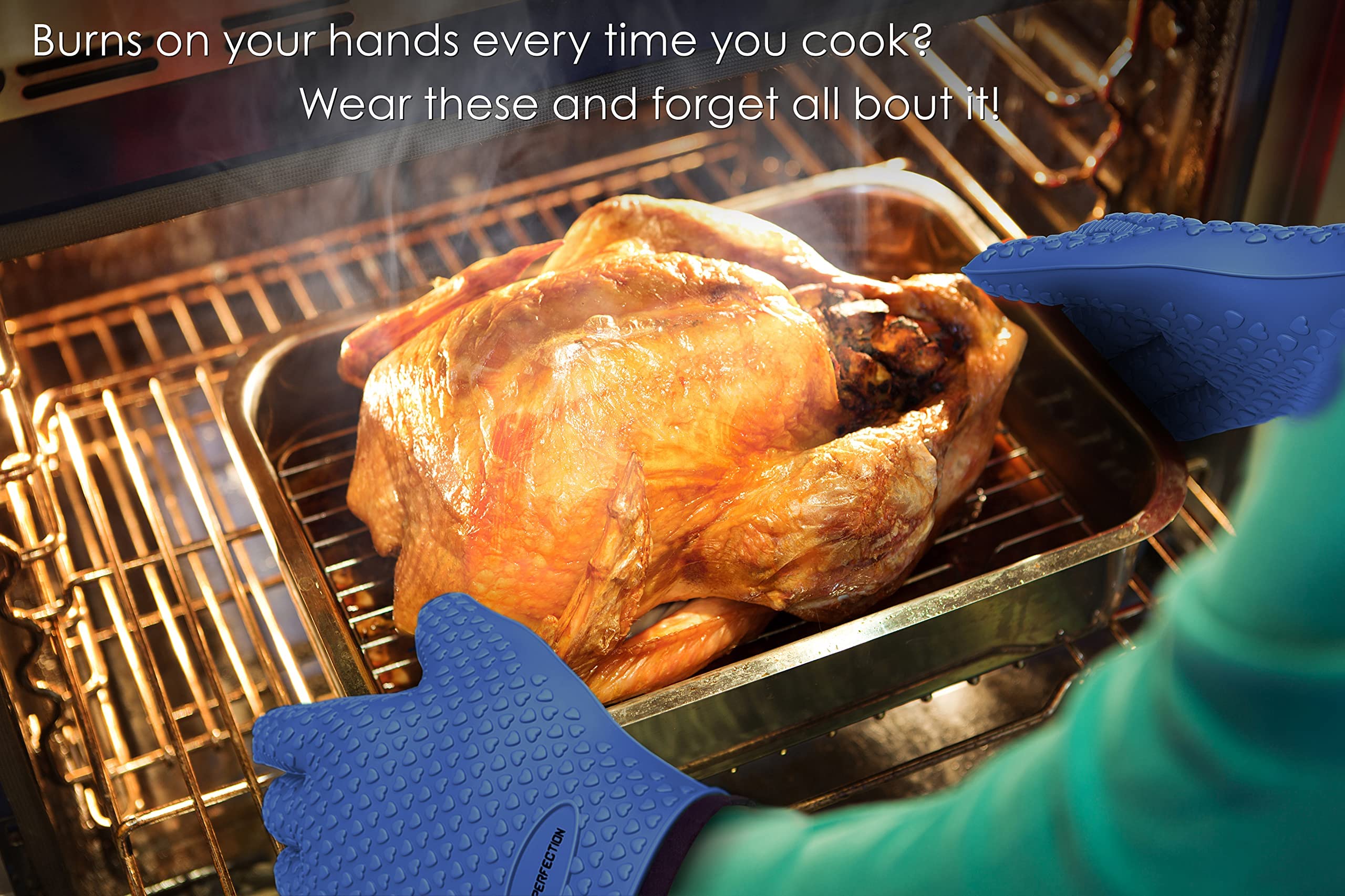 Heat Resistant Silicone BBQ Gloves for Smoker, Grill & Fryer - Waterproof Oven Mitts Set with 3 Bonus Accessories - Perfect for Outdoor Cooking, Camping & Backyard Barbecues